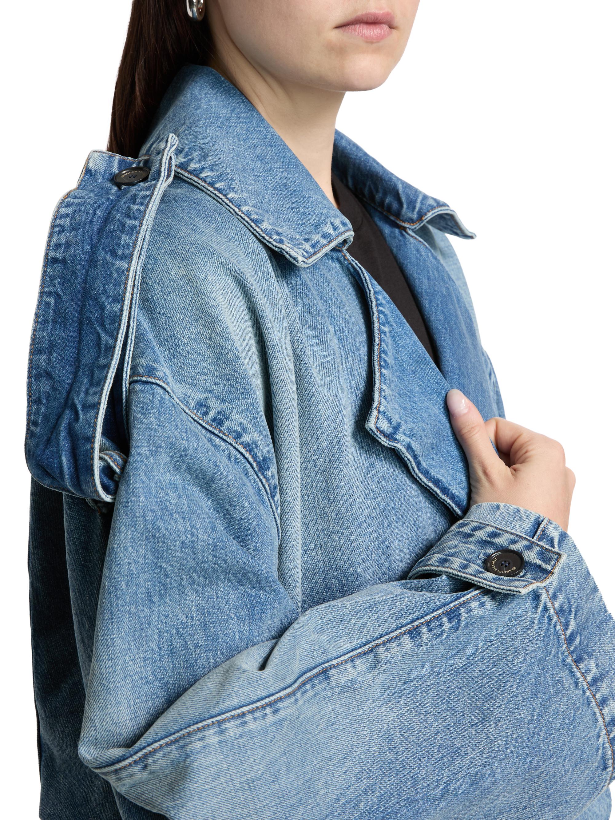 Brandon Maxwell The Regan Denim Belted Trench Coat | Saks Fifth Avenue