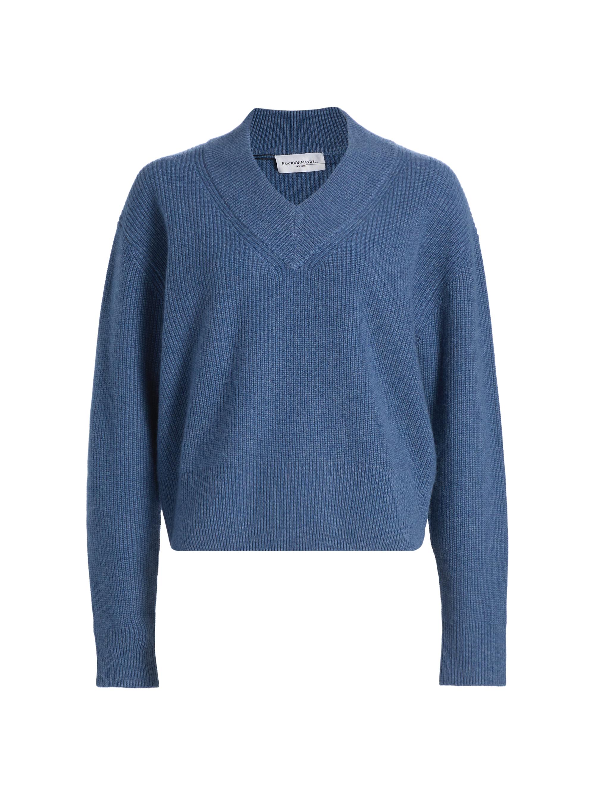 Brandon Maxwell Women's The Maris Cashmere Rib-Knit Sweater - Blue