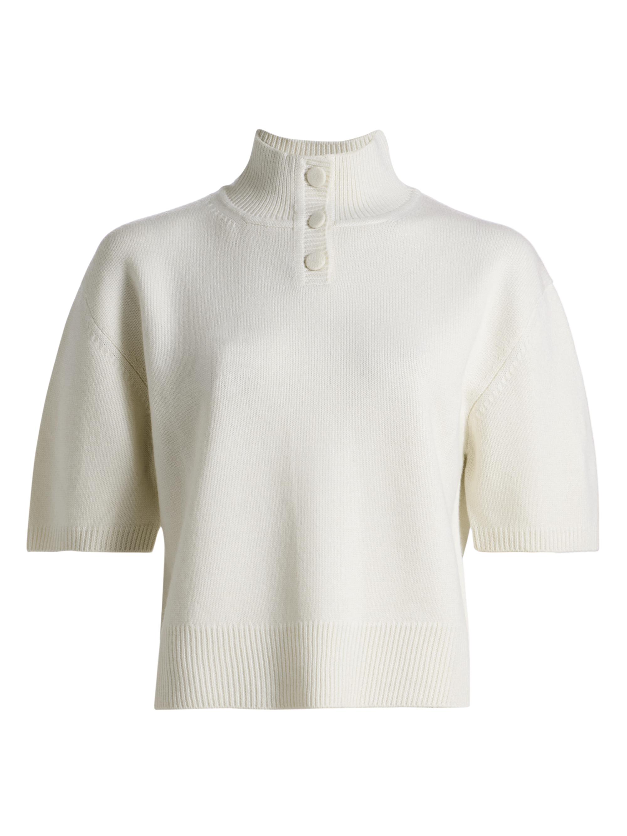 Brandon Maxwell Women's The Kinley Knit Crop Henley Sweater -