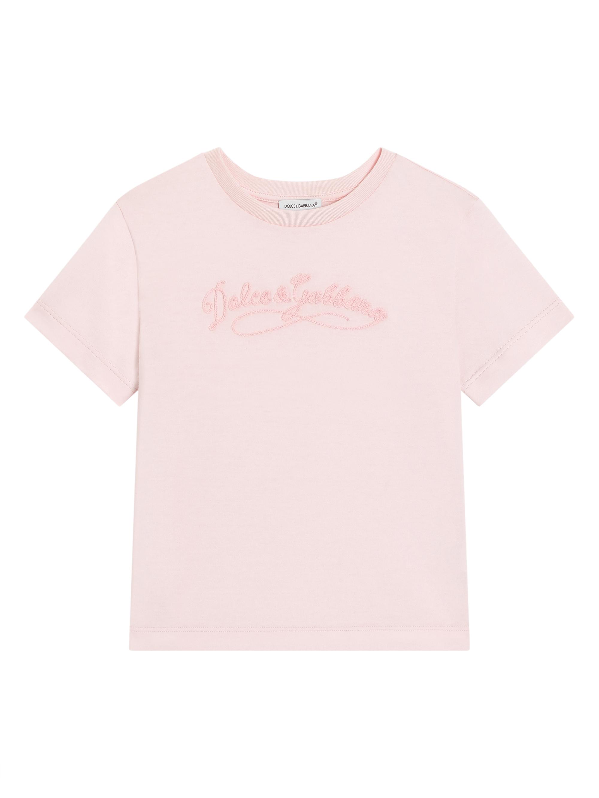 Dolce & Gabbana Little Girl's & Girl's Logo Embroidered T-Shirt - Rosa