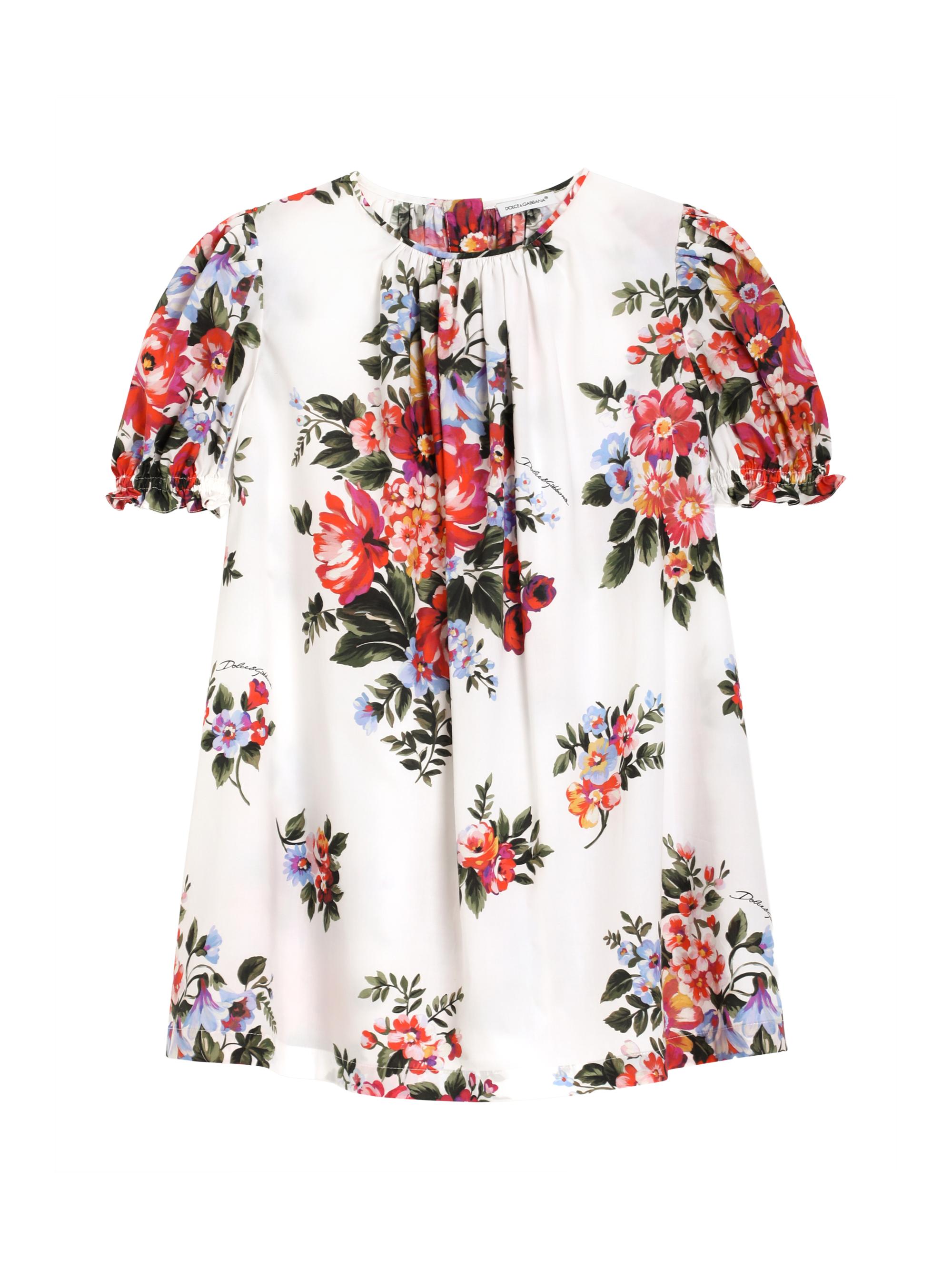 Dolce & Gabbana Little Girl's & Girl's Floral Puff-Sleeve Dress - Bianco