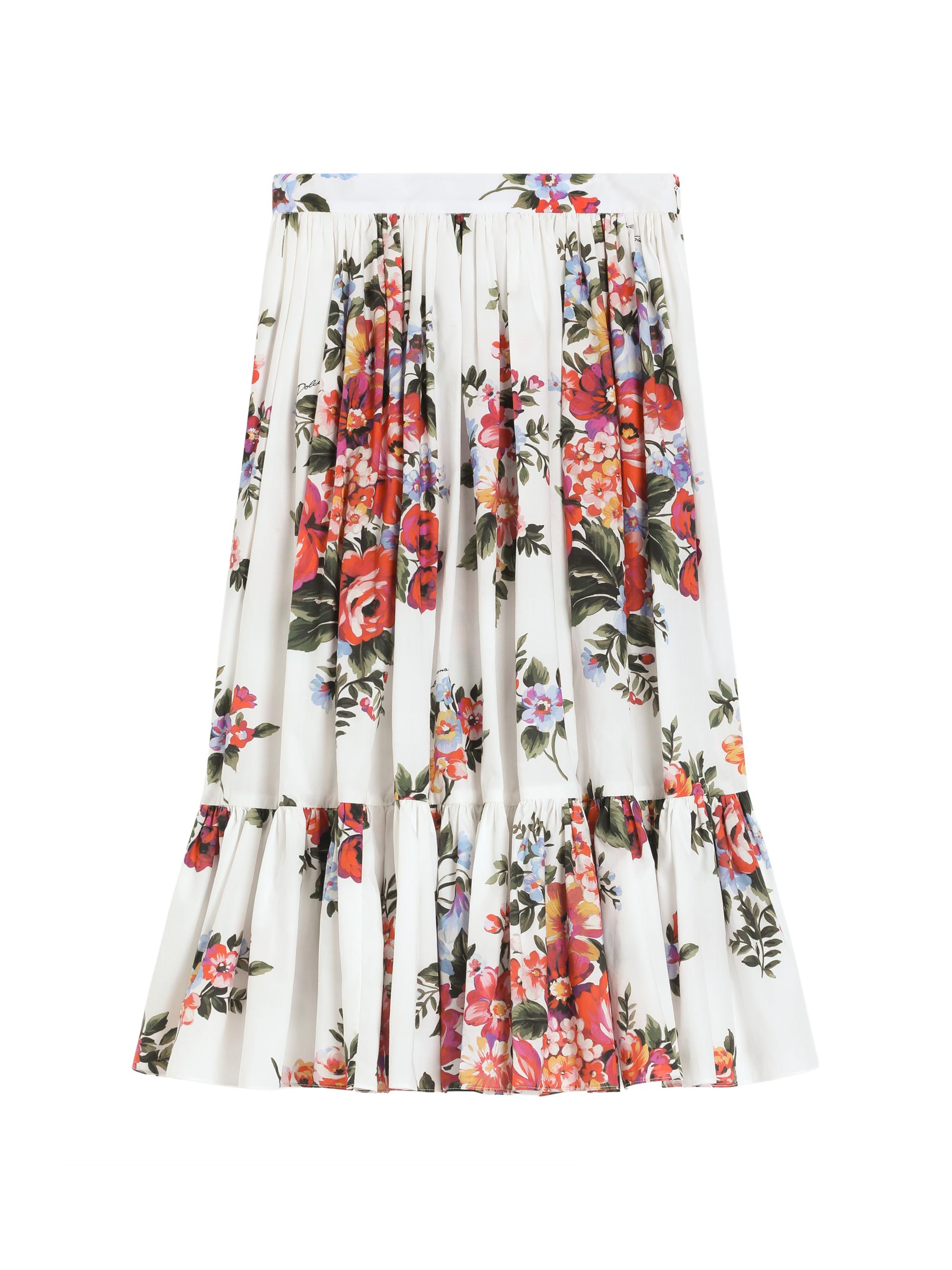 Dolce & Gabbana Little Girl's & Girl's Floral Cotton Skirt - Bianco