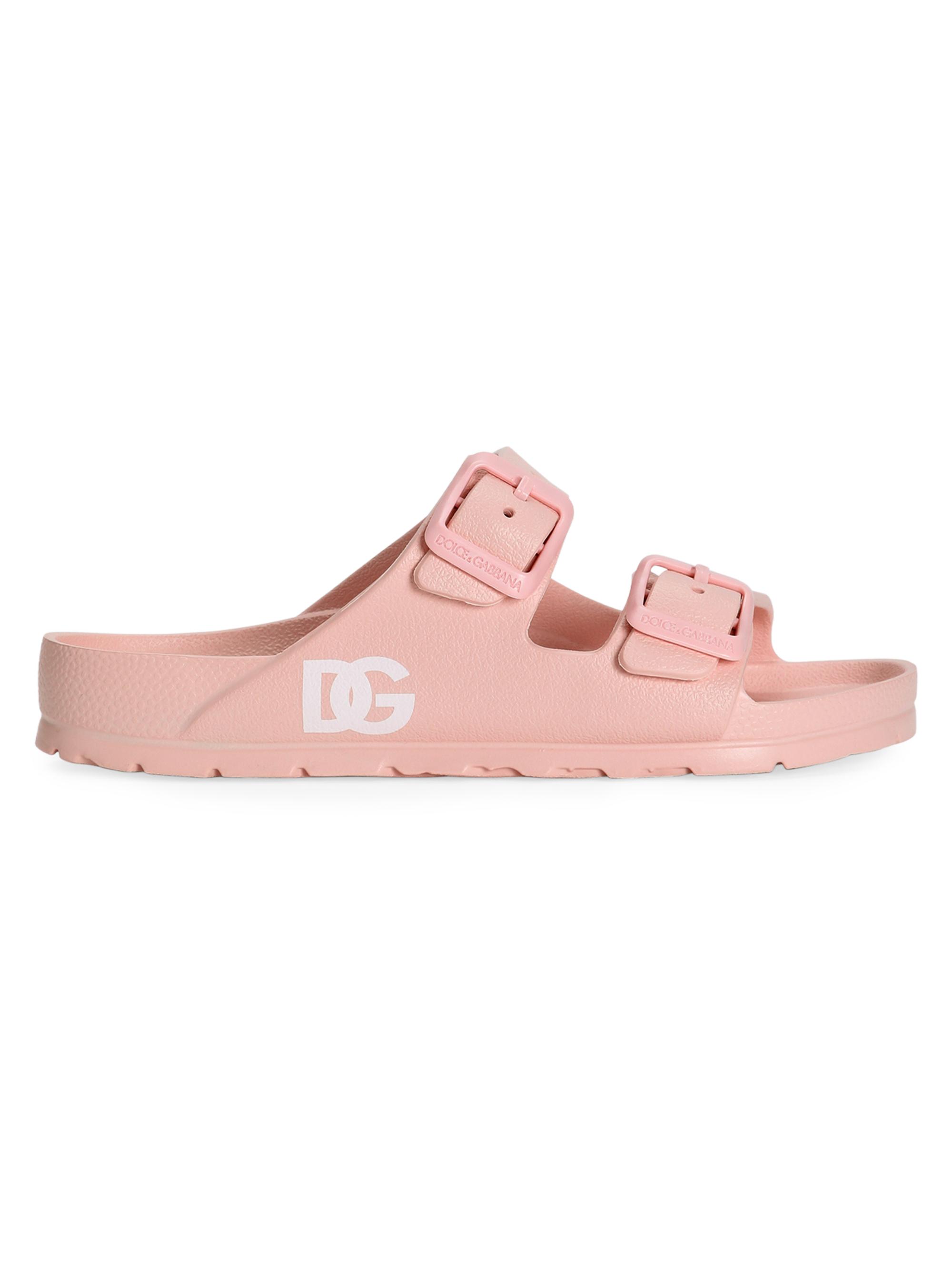Dolce & Gabbana Girl's Logo Pool Slides - Rosa 2 (Child)
