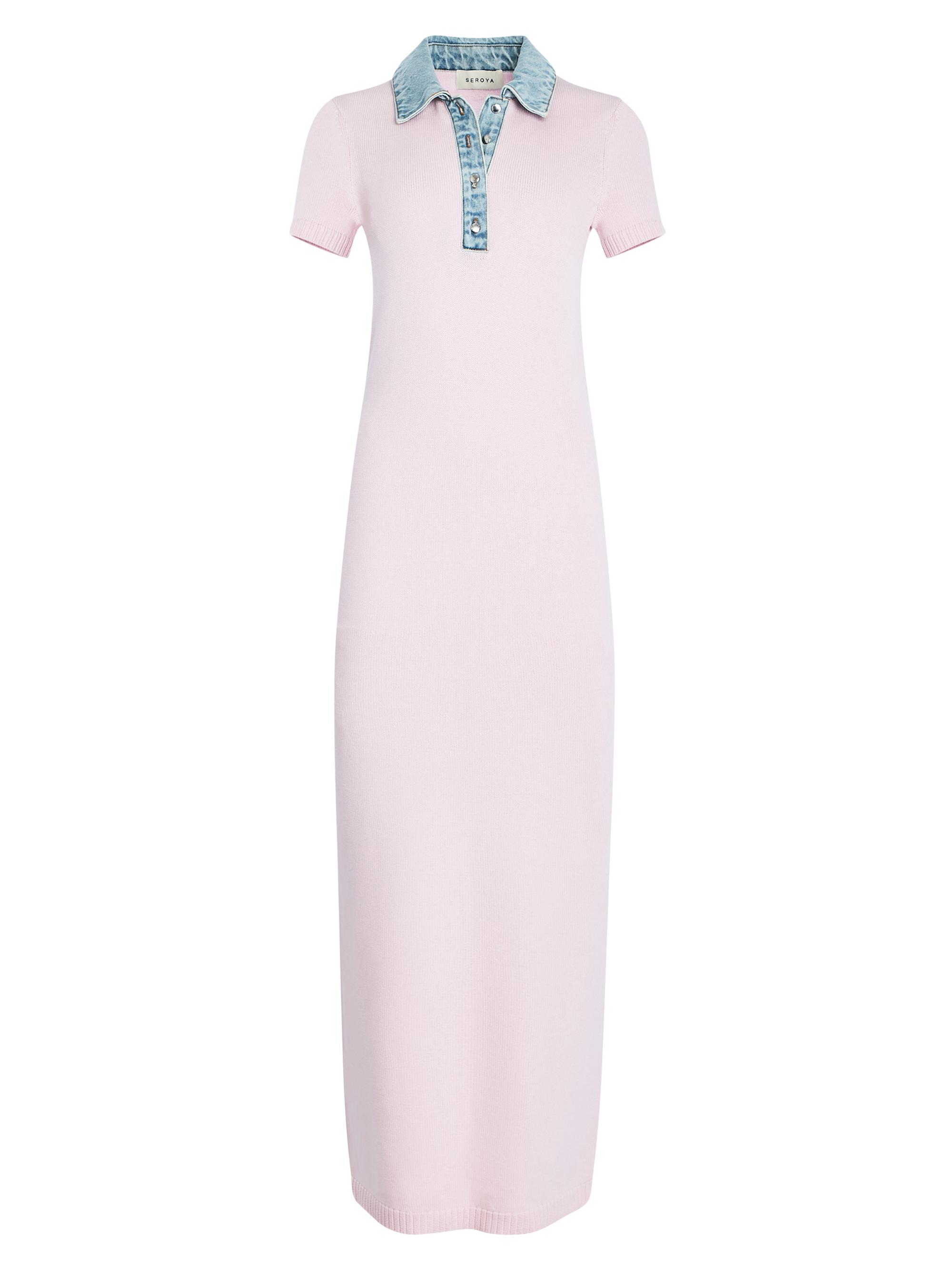 SEROYA Women's Reye Knitted Maxi Polo Dress - Petal Pink Coast