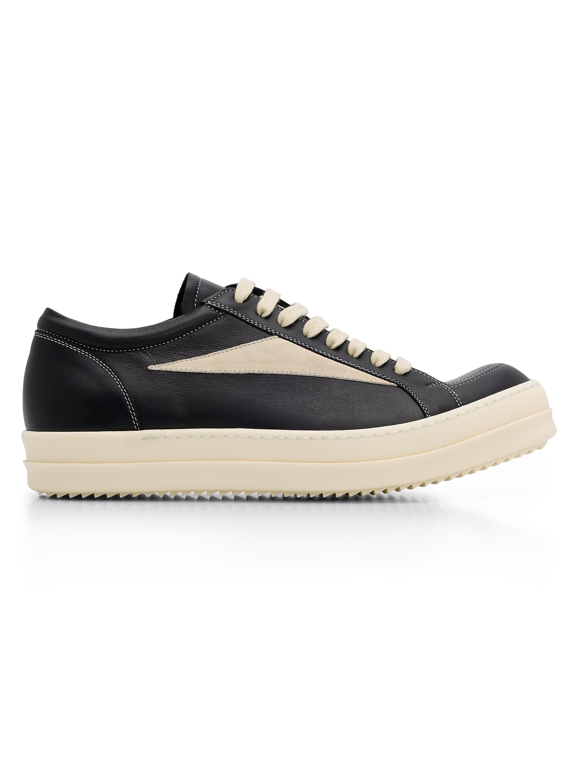 Rick Owens Men's Vintage Leather Low-Top Sneakers - Black Milk
