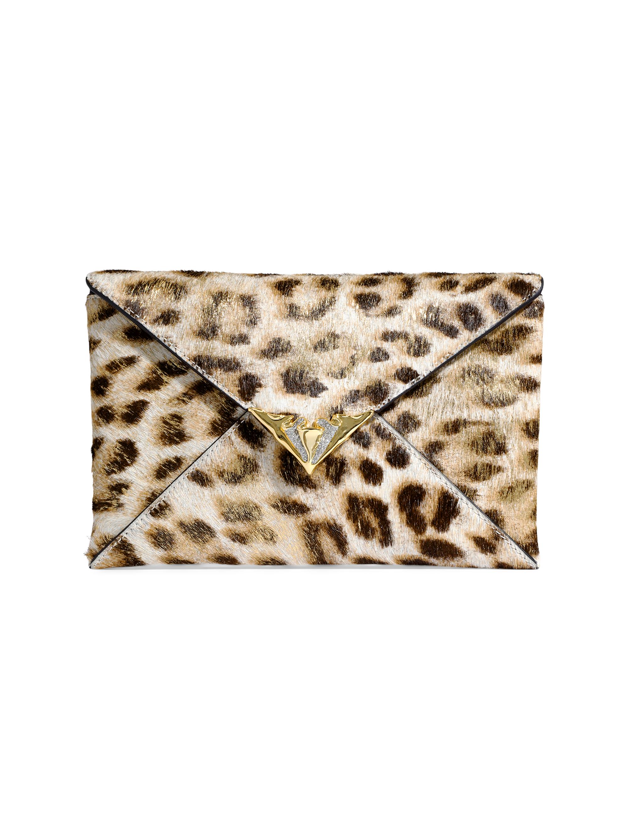 Alexis Bittar Women's Leopard-Printed Calf Hair Envelope Clutch - Metallic Leopard