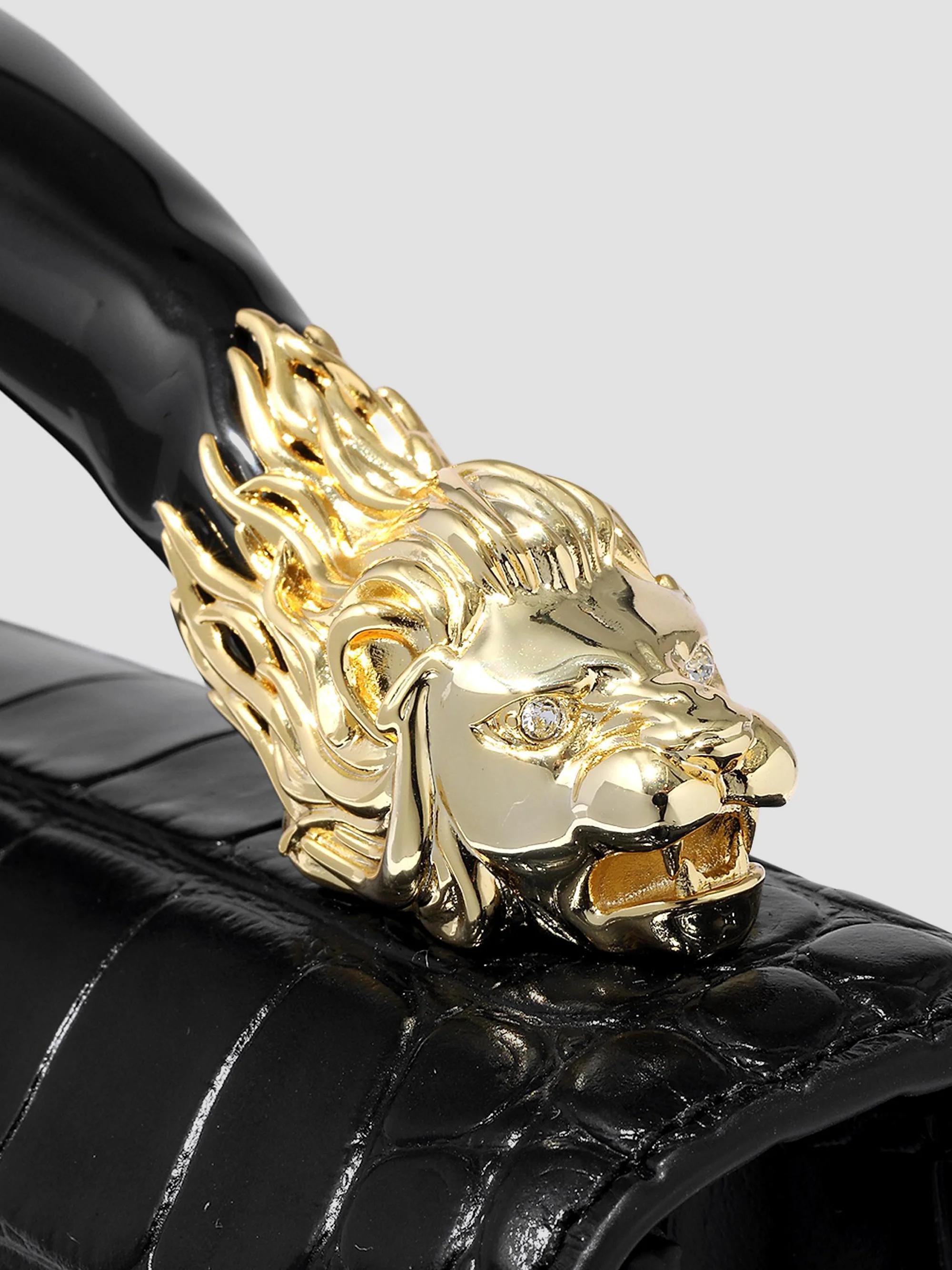 Alexis Bittar Lioness Croc-Embossed Leather Top Handle Bag | Saks