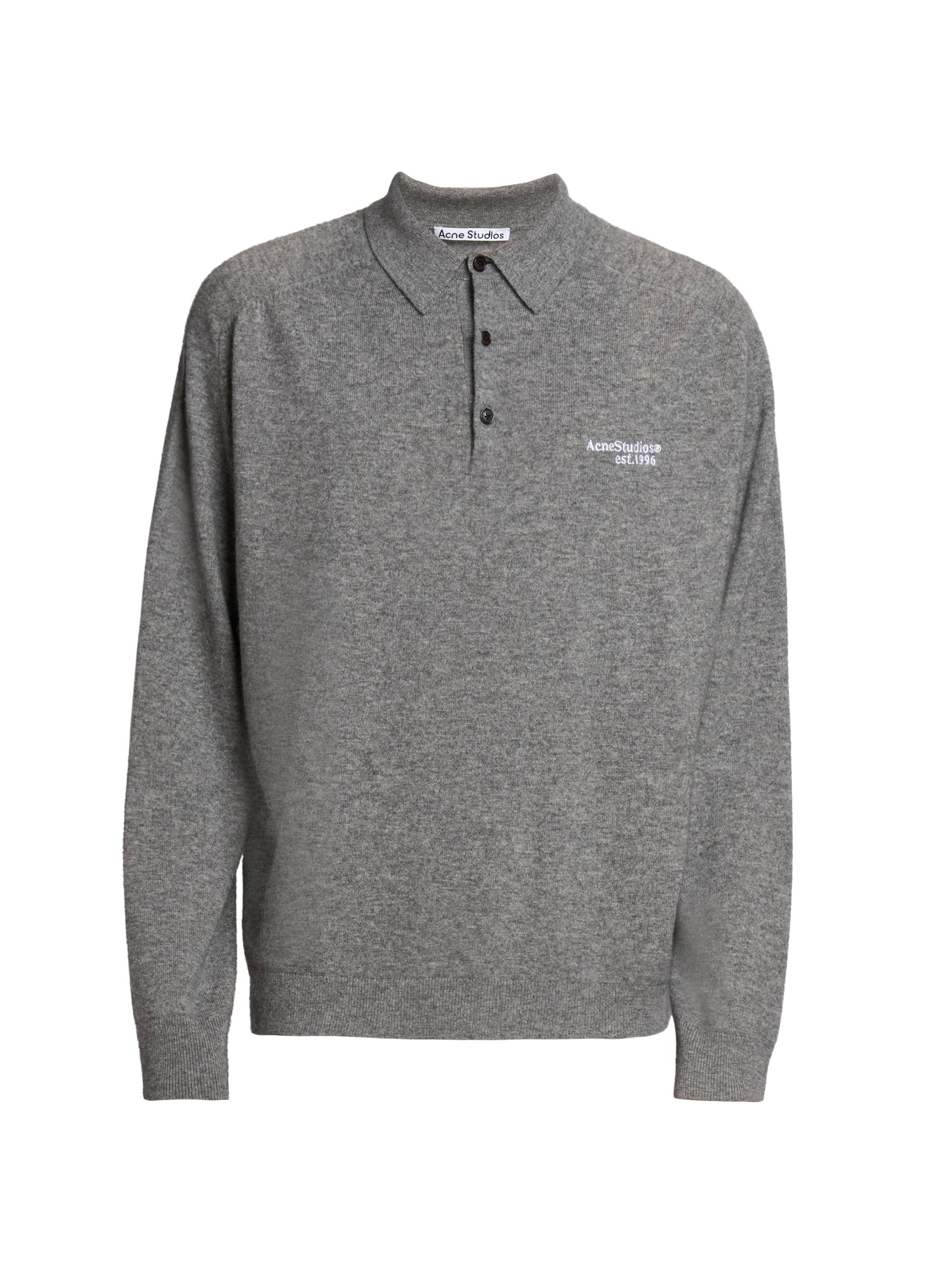 Acne Studios Men's Kluxey Yak-Wool Polo Shirt - Dark Grey