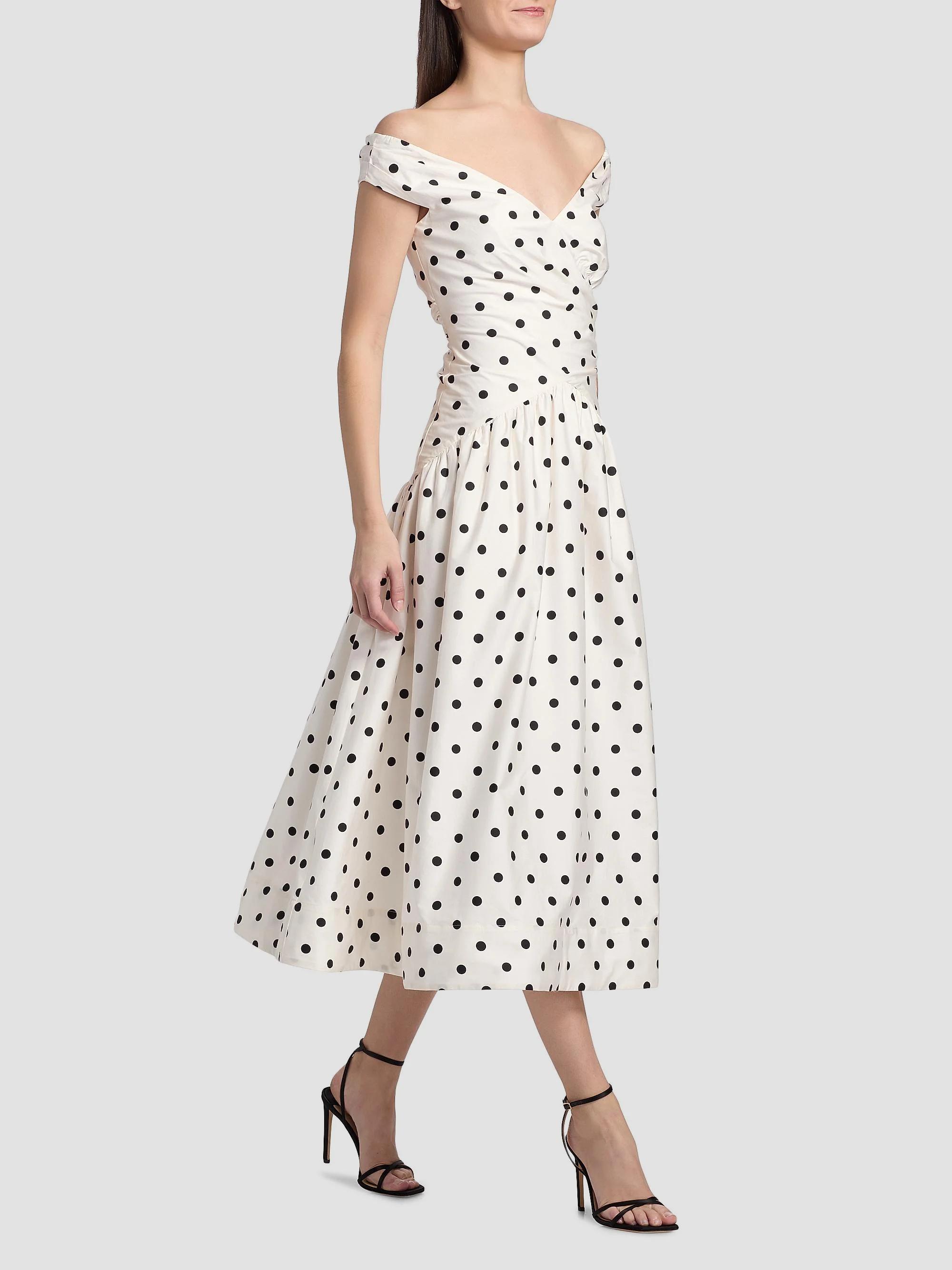 Self-Portrait Polka Dot Cotton Midi-Dress | Saks Fifth Avenue