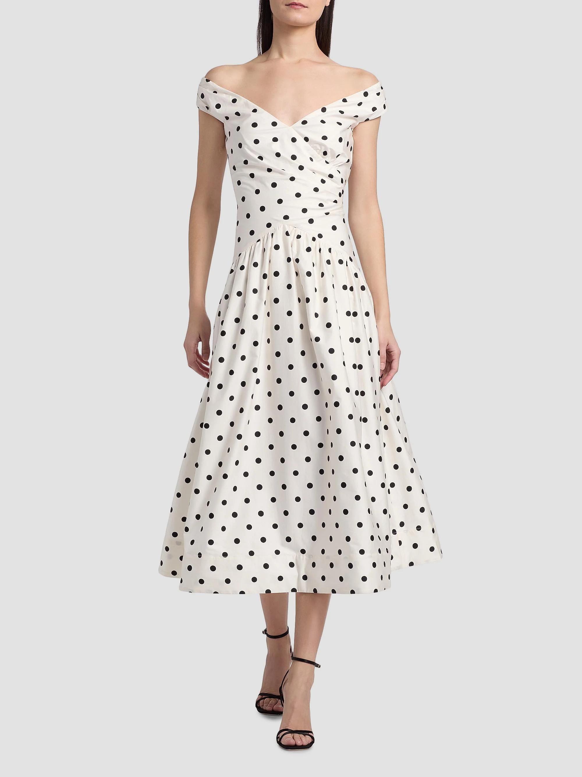 Self-Portrait Polka Dot Cotton Midi-Dress | Saks Fifth Avenue