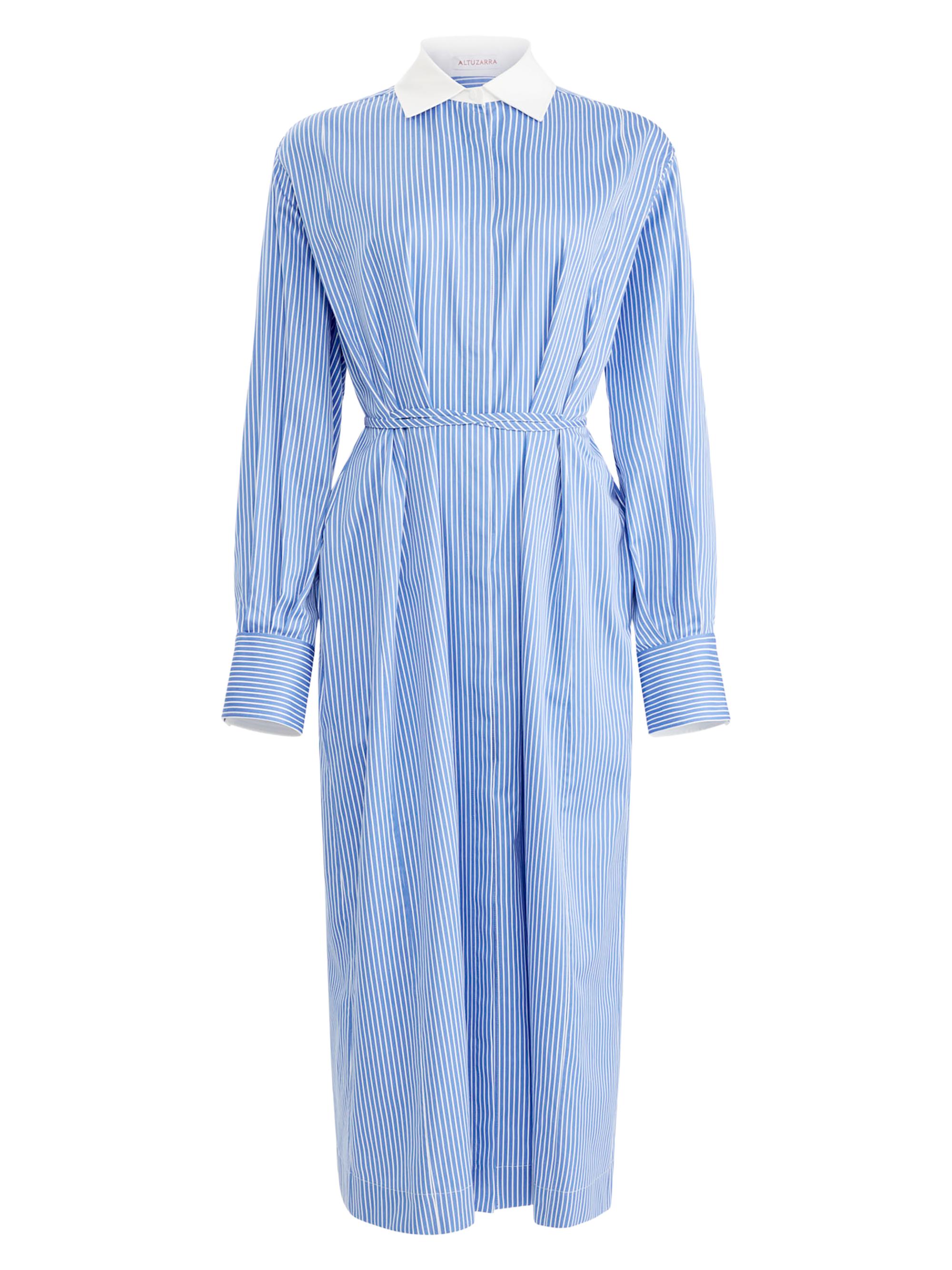 Altuzarra Women's Floyd Striped Cotton Maxi Shirtdress - Azure Stripe