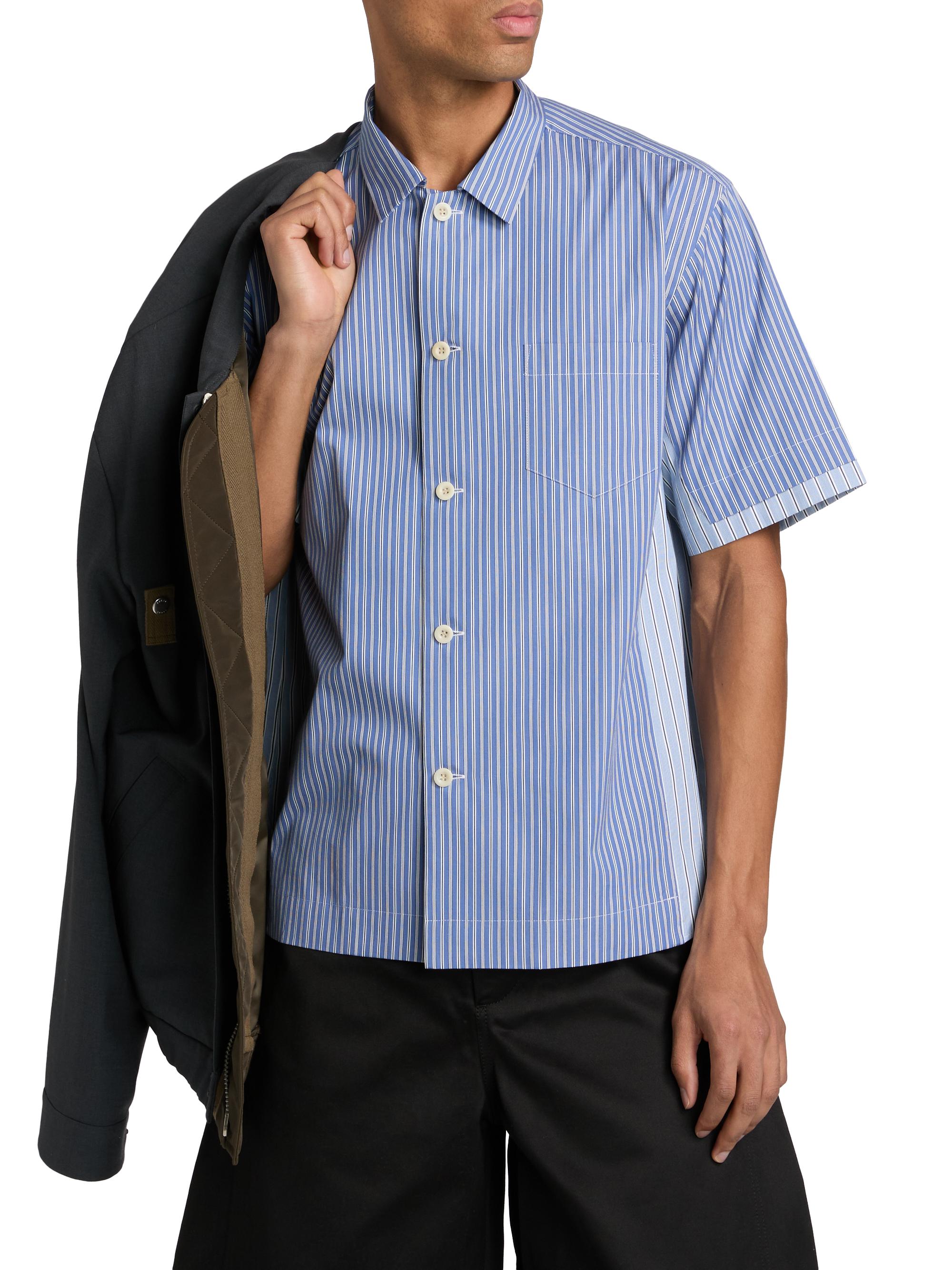 Sacai Striped Cotton Poplin Short-Sleeve Shirt | Saks Fifth Avenue