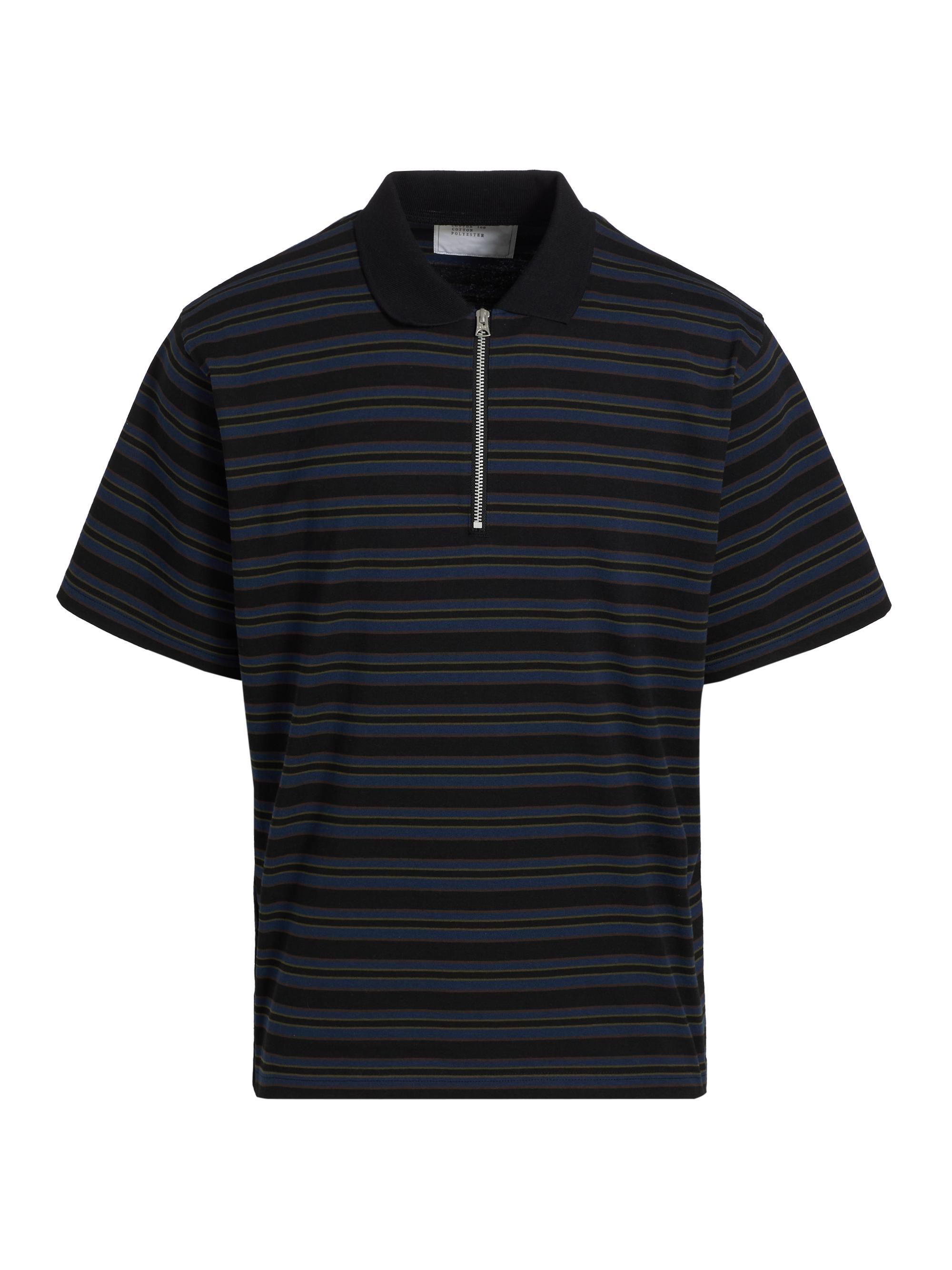 Sacai Men's Striped Polo Shirt - Black Navy