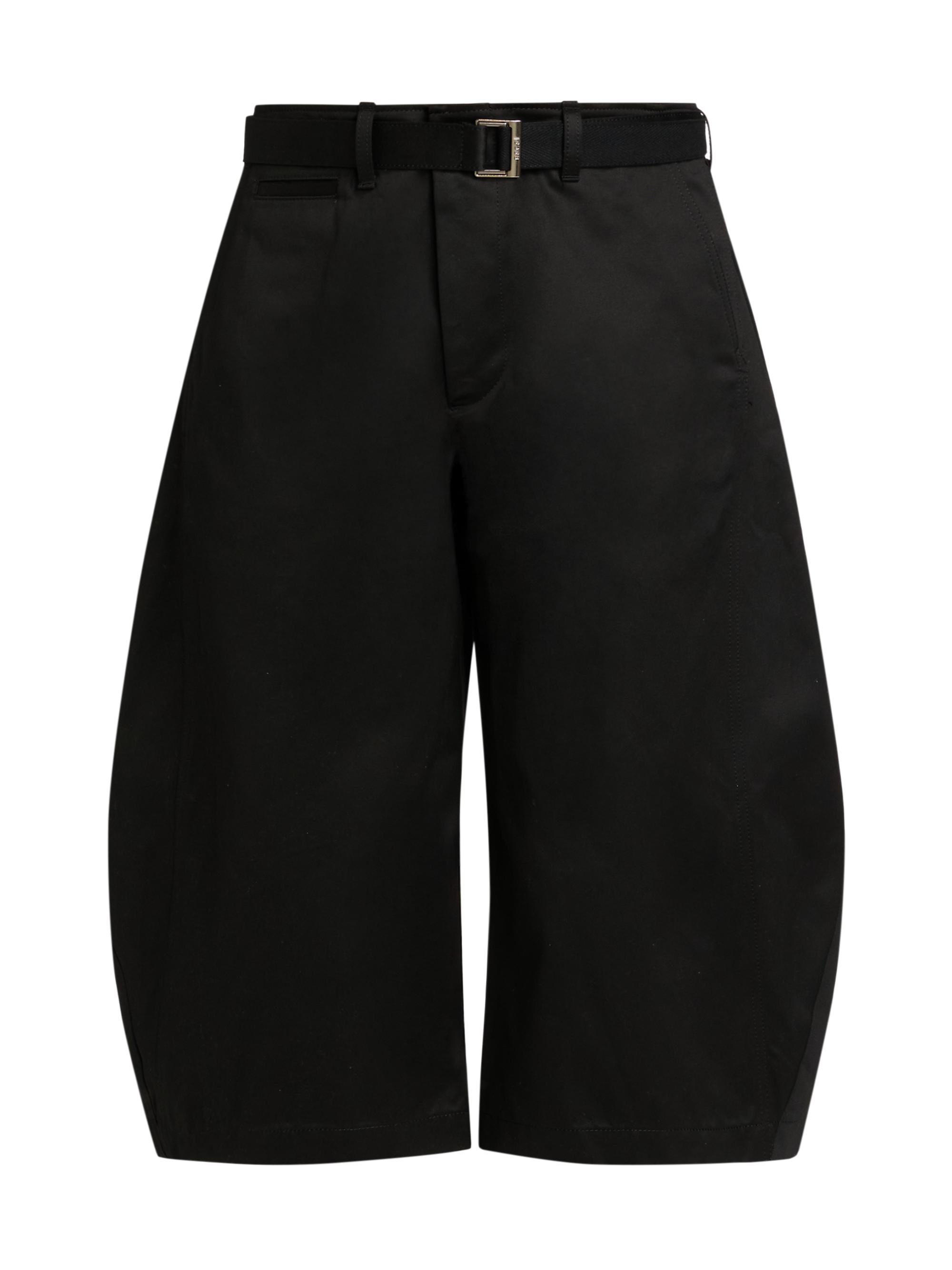 Sacai Men's Cotton Chino Barrel-Leg Shorts - Black