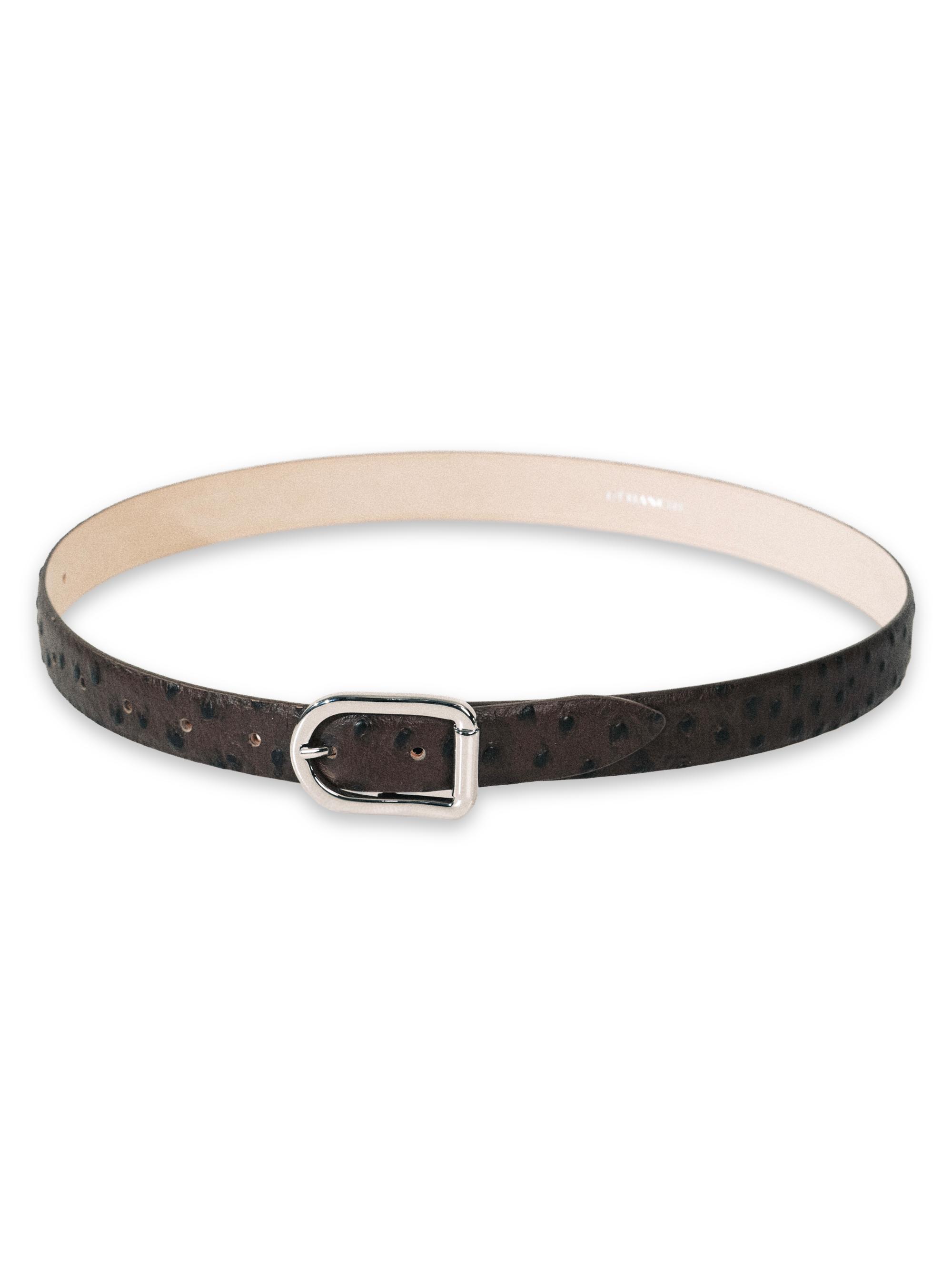 Mija Ostrich-Embossed Leather Belt
