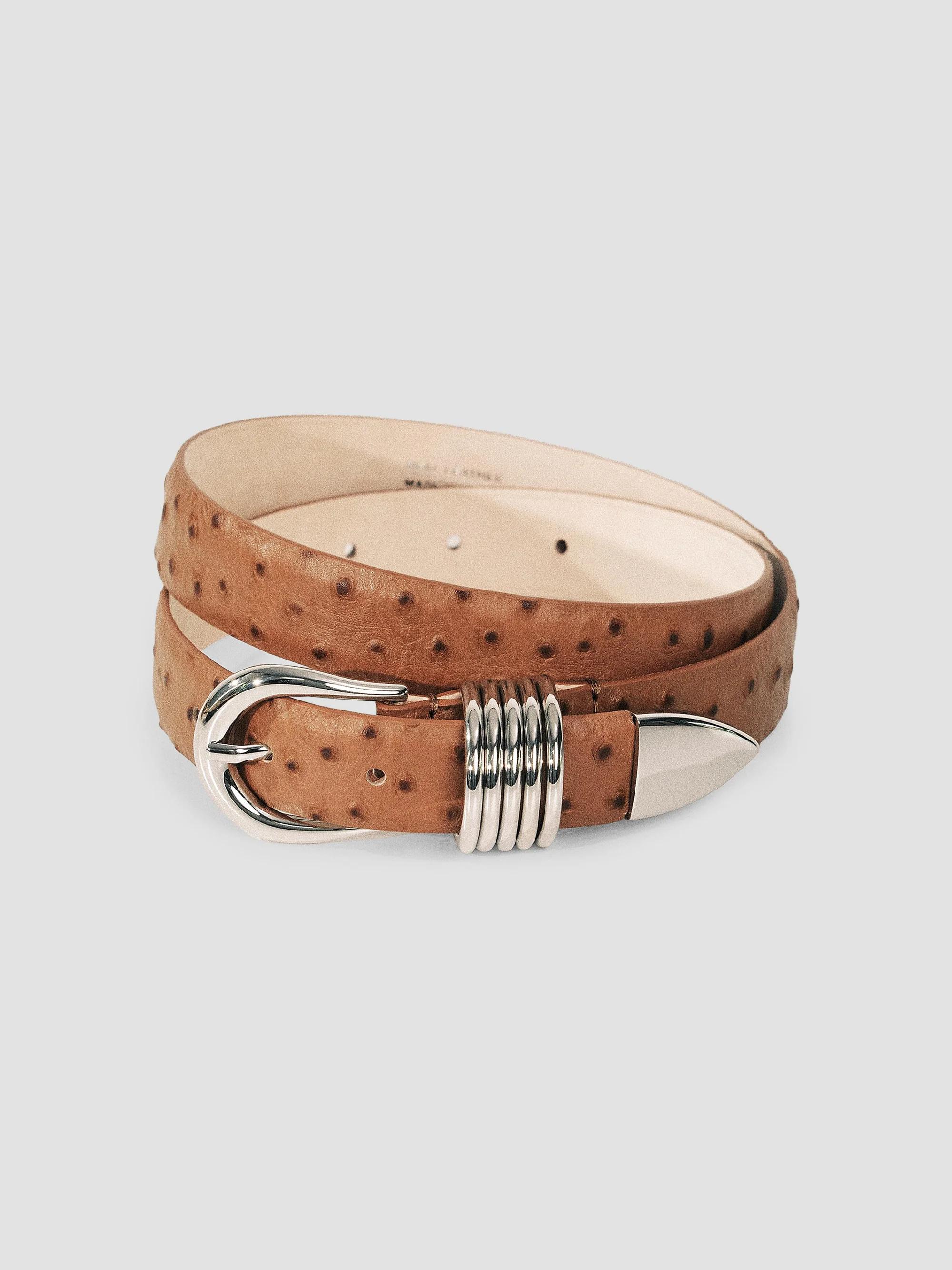 Saks Fifth Avenue Ostrich Grain Leather Belt Ostrich Tapered Tab Belt | Stetson main image 3
