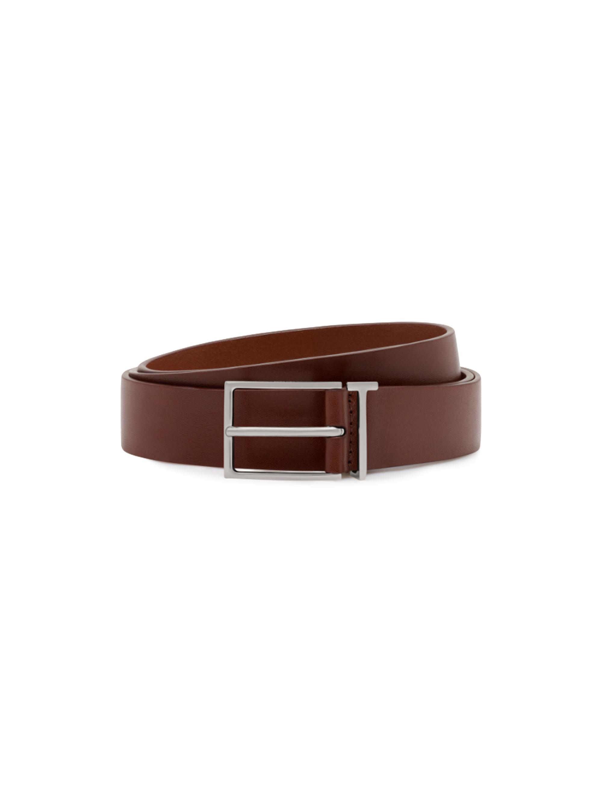 TOM FORD Men's Vacchetta Leather T Loop Belt - Brown