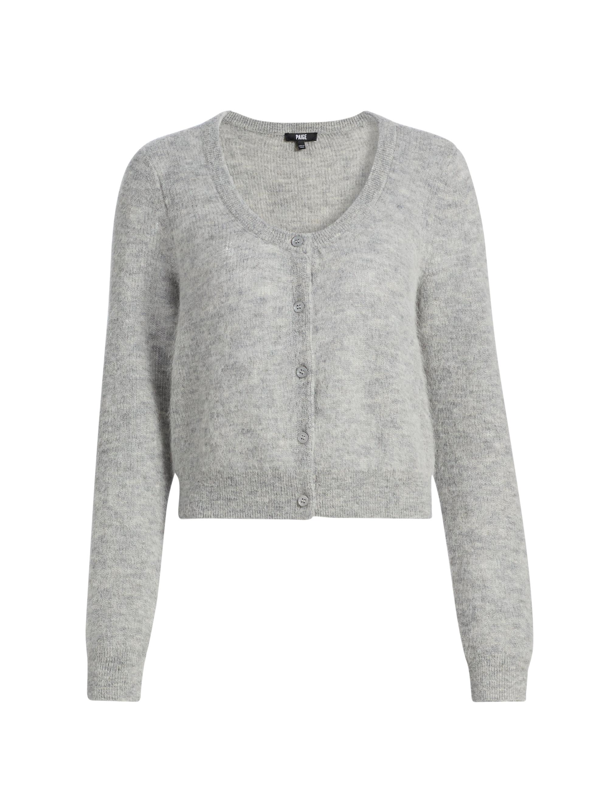 Paige Women's Fortuna Alpaca-Wool Crop Cardigan - Heather Grey