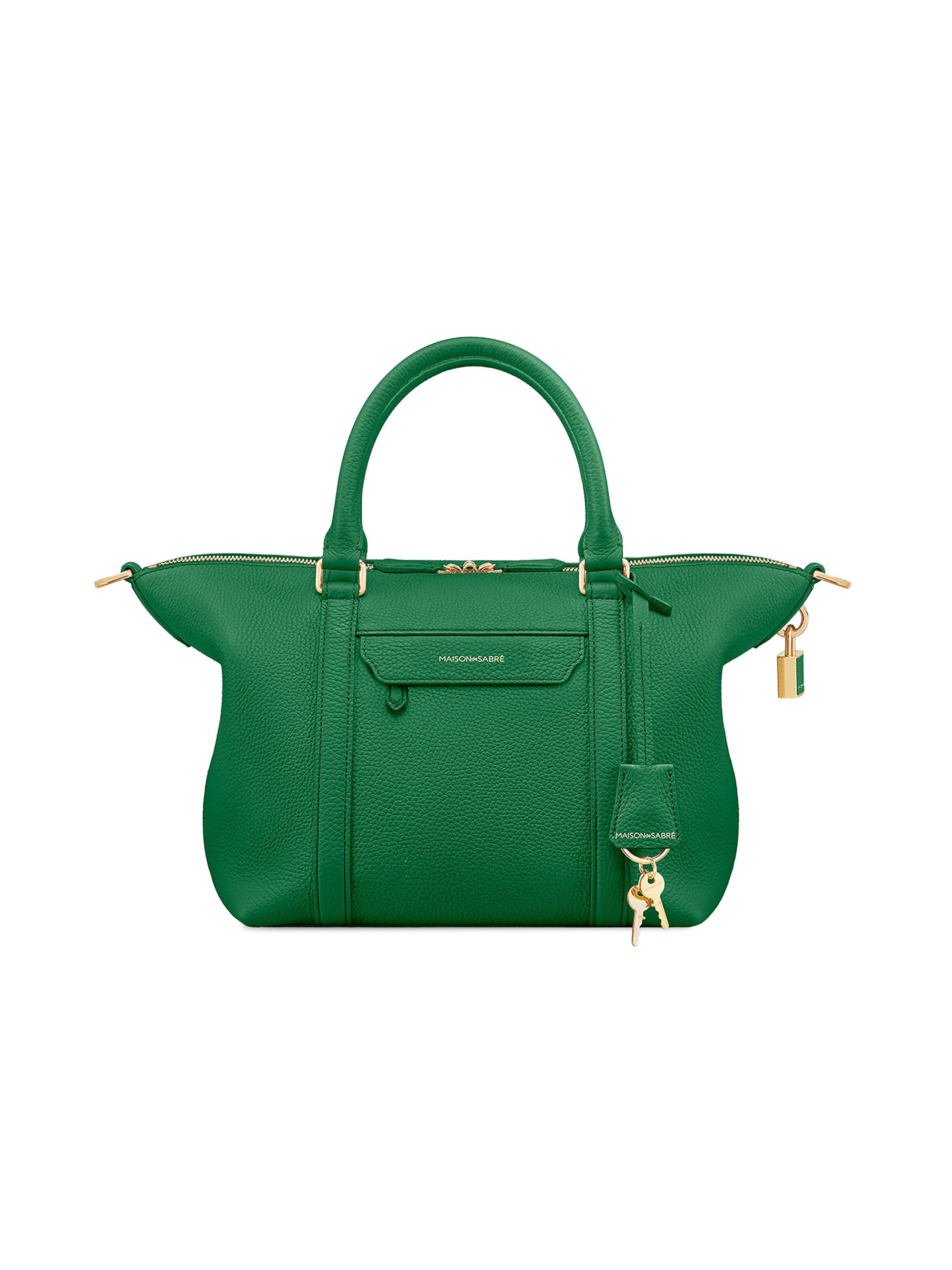 Maison de Sabre Women's  Leather Crossbody Weekender Bag - Emerald Green