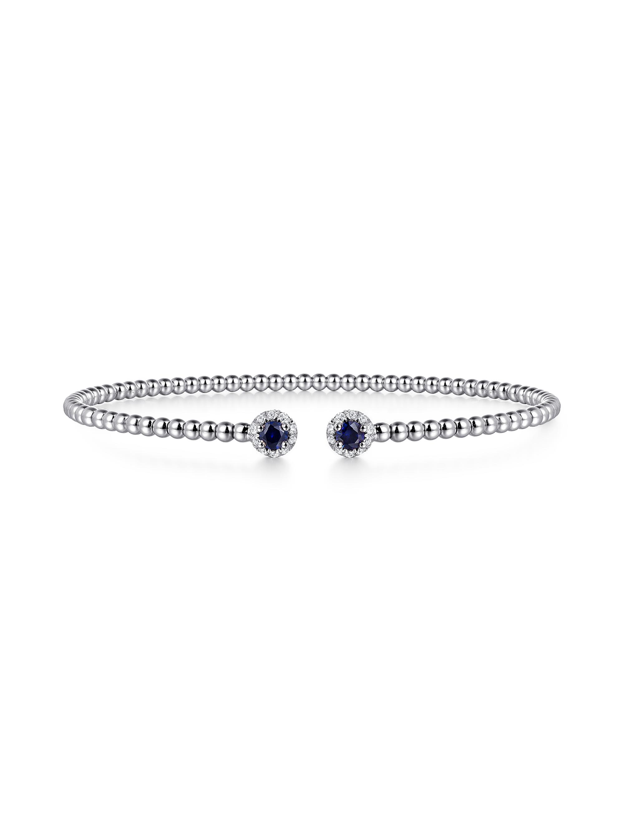 Gabriel & Co Women's Bujukan 14K White Gold, Blue Sapphire & 0.12 TCW Diamond Cuff Bracelet - White Gold