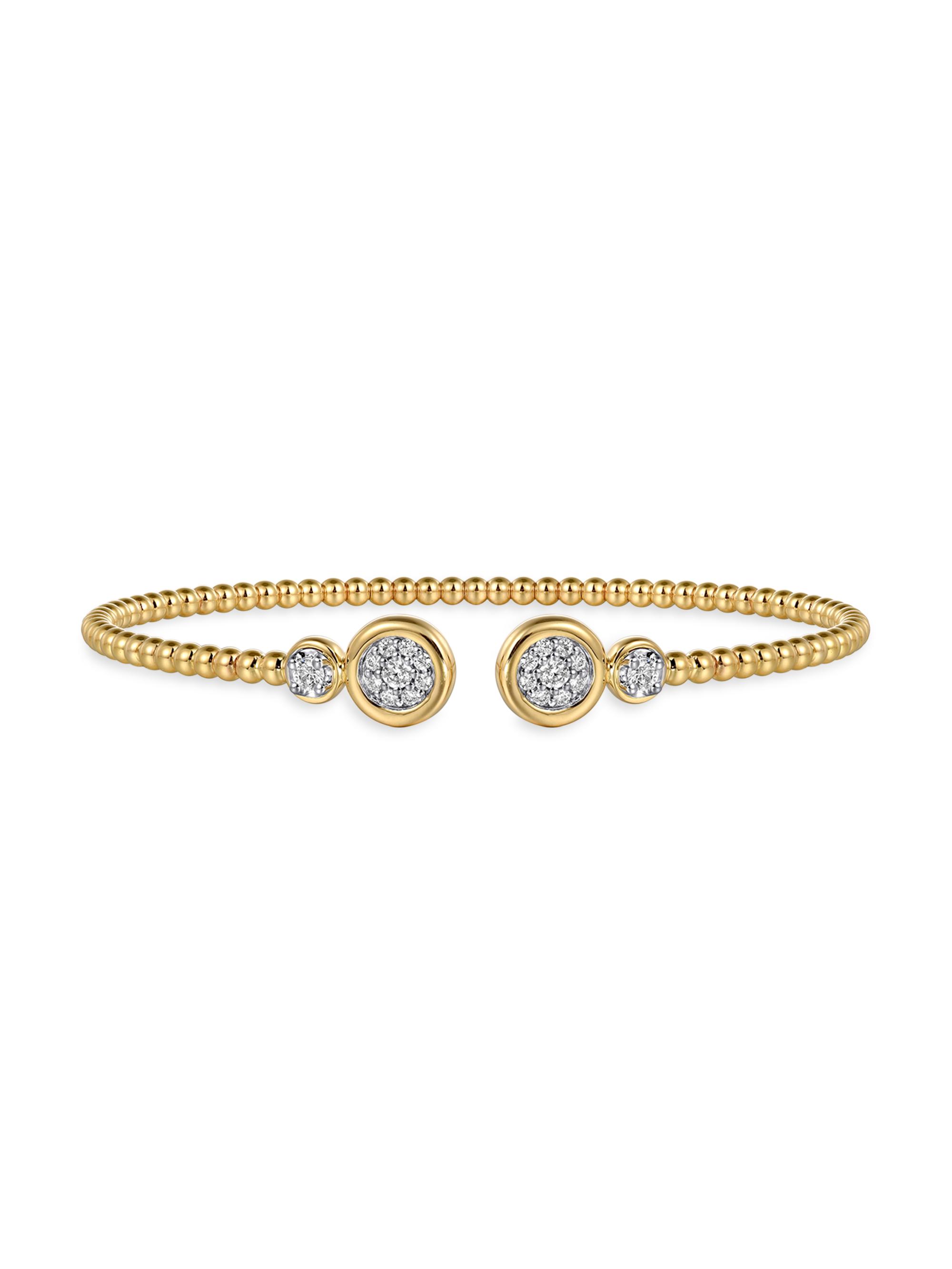 Gabriel & Co Women's Bujukan 14K White & Yellow Gold & 0.25 TCW Diamond Disc Cuff Bracelet - Yellow Gold