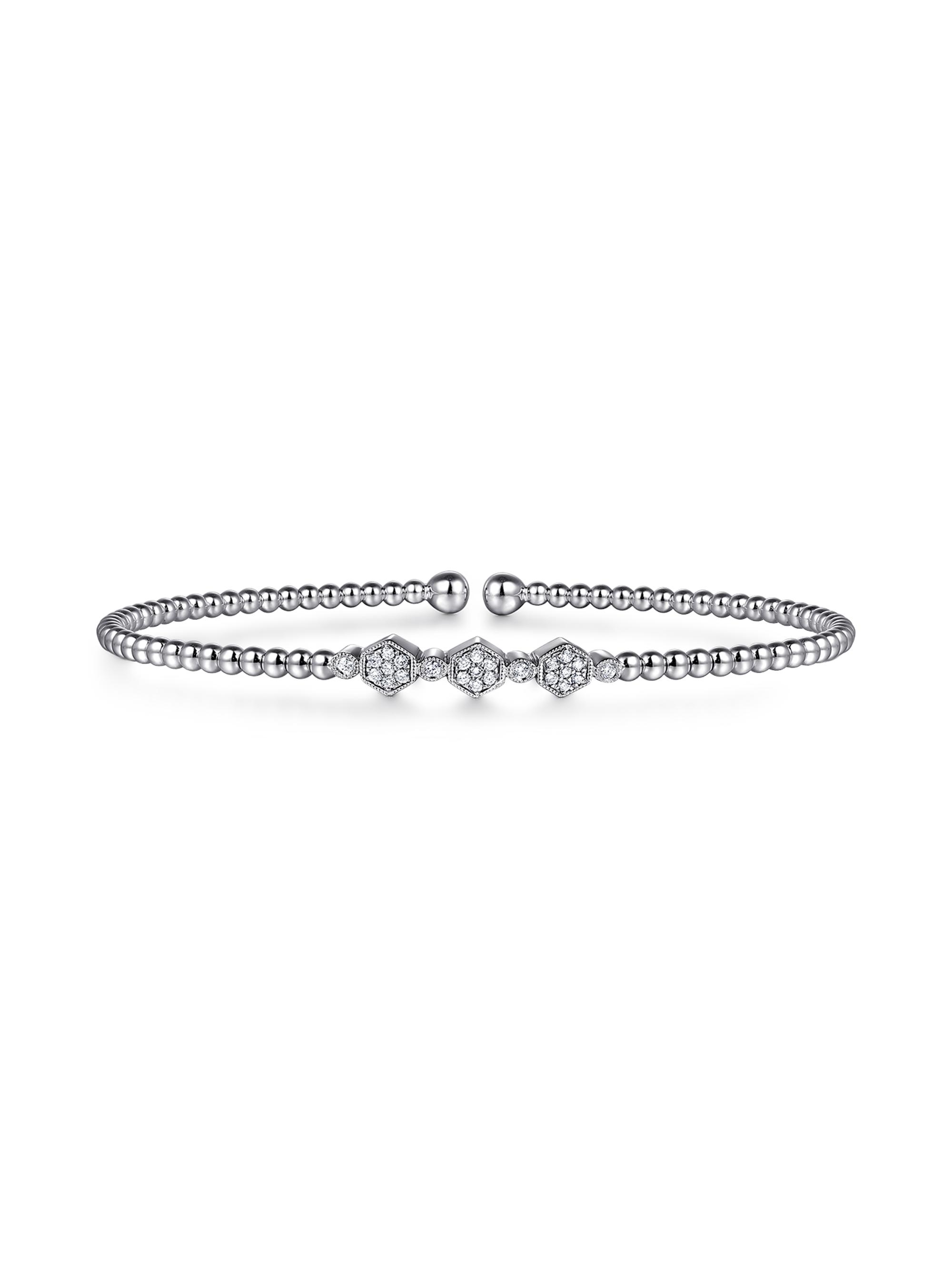 Gabriel & Co Women's Bujukan 14K White Gold & 0.14 TCW Diamond Hexagon Cuff Bracelet - White Gold