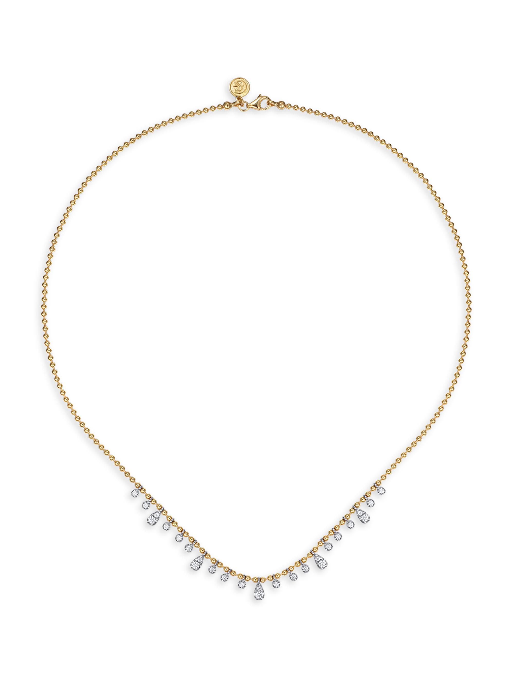 Gabriel & Co Women's Bujukan 14K White & Yellow Gold & 0.50 TCW Diamond Ball Chain Necklace - Yellow Gold