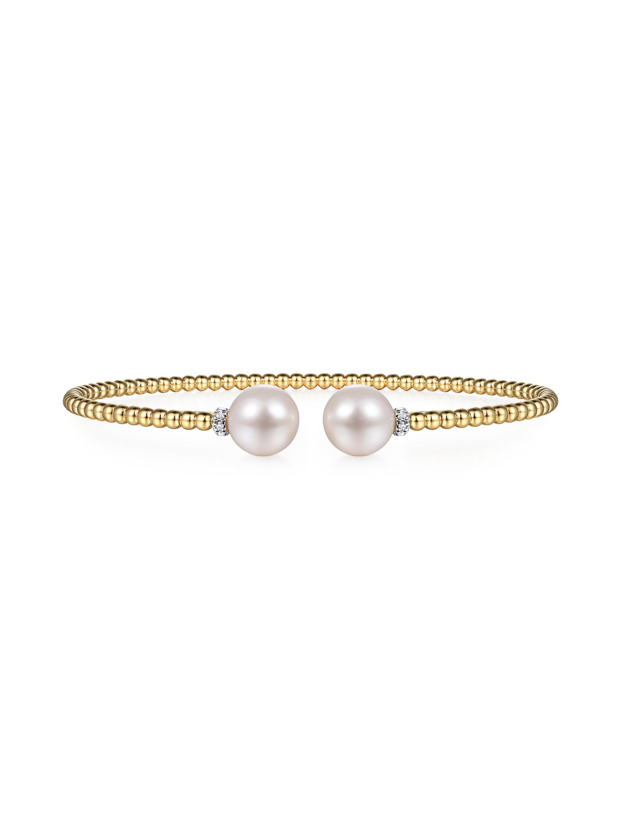 Gabriel & Co Women's Bujukan 14K Yellow Gold, Cultured Freshwater Pearl & 0.05 TCW Diamond Bangle - Yellow Gold