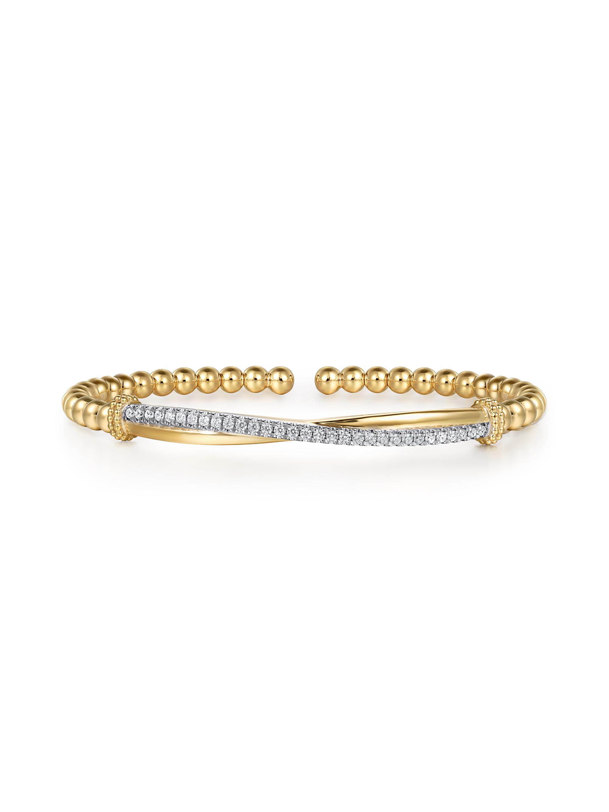 Gabriel & Co Women's Bujukan 14K Yellow Gold & 0.35 TCW Diamond Pavé Twist Cuff Bracelet - Yellow Gold
