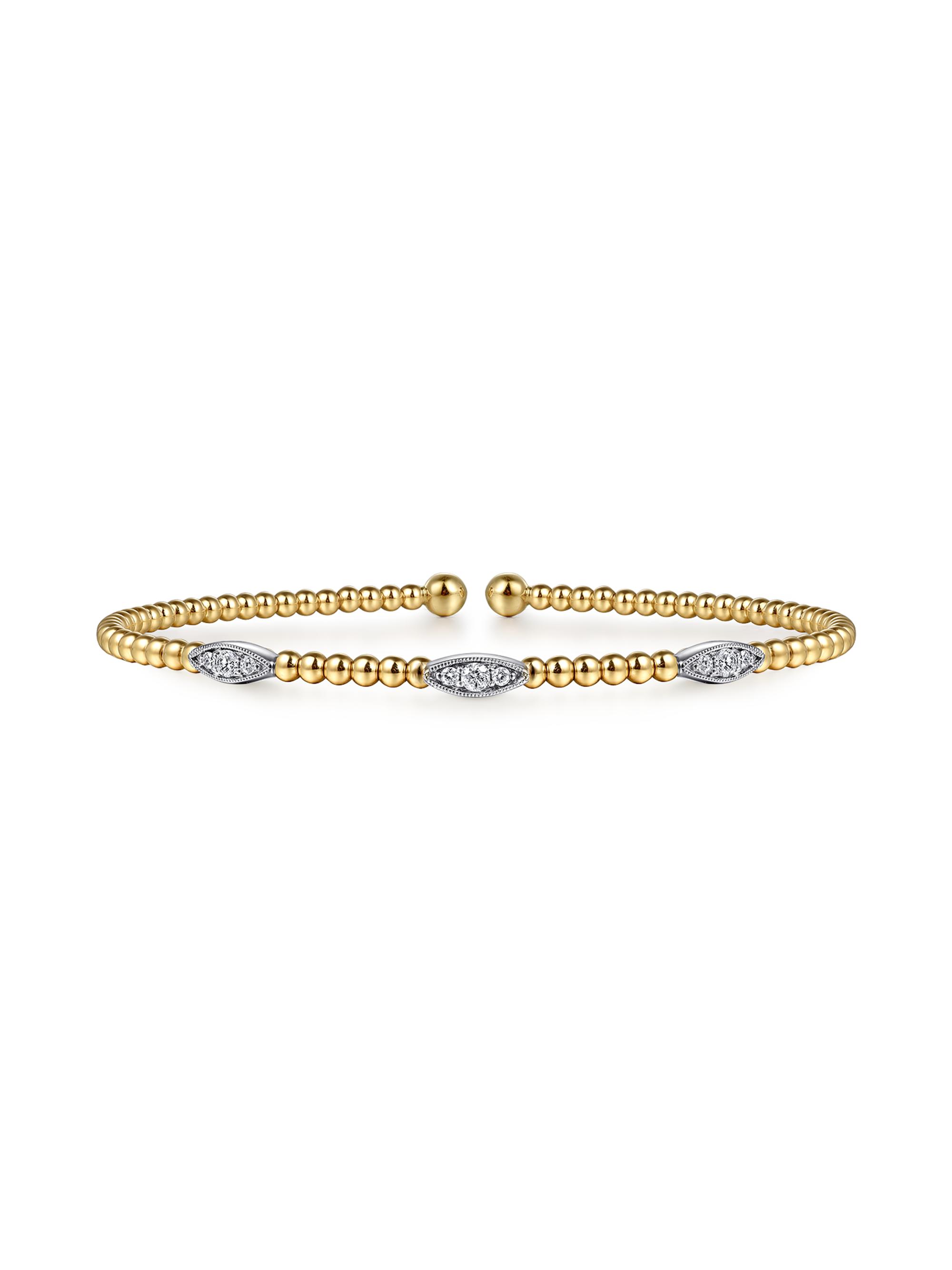 Gabriel & Co Women's Bujukan 14K White & Yellow Gold & 0.17 TCW Diamond Marquise Cuff Bracelet - Yellow Gold