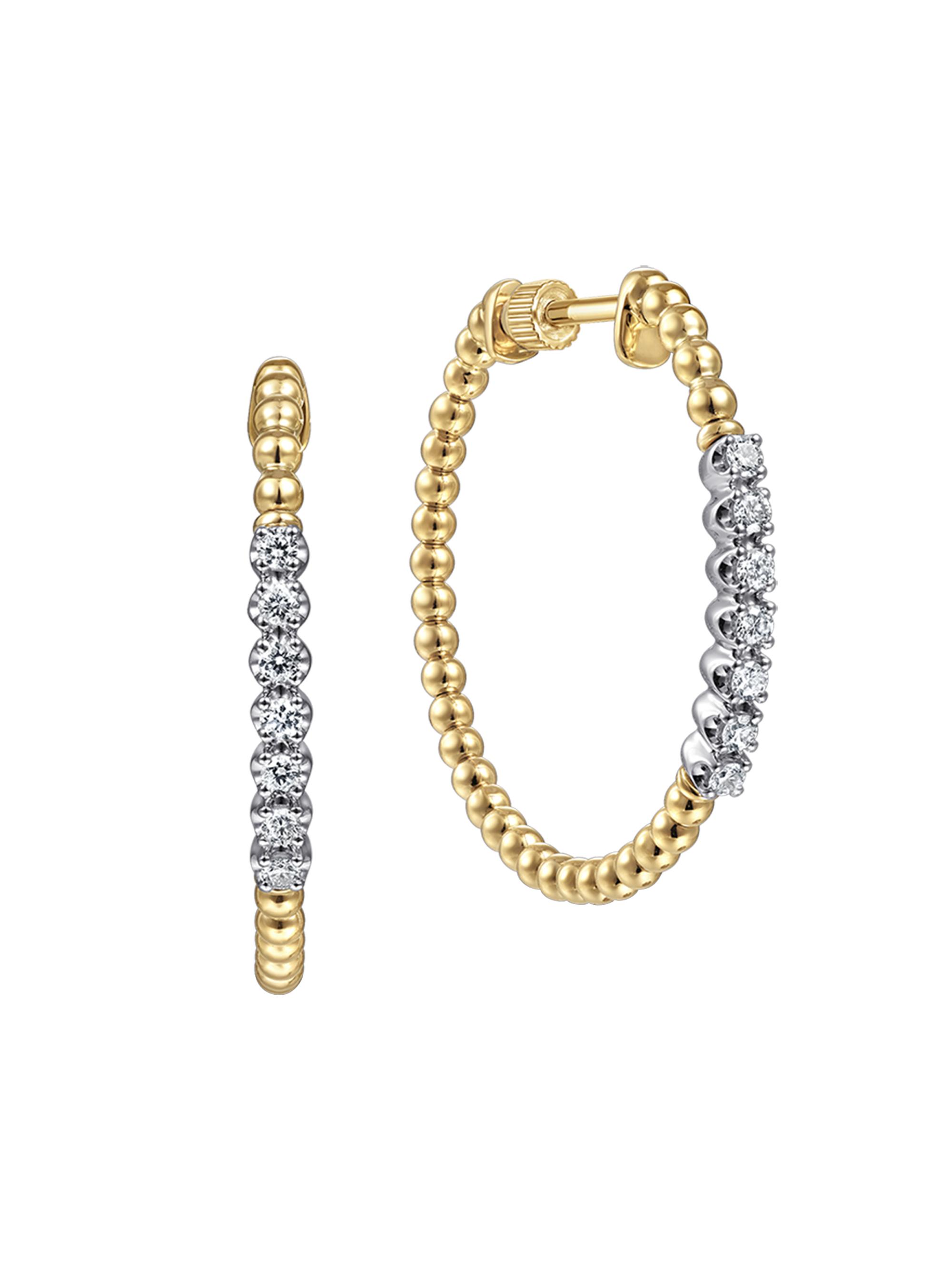 Gabriel & Co Women's Bujukan 14K Gold & 0.30 TCW Diamond Hoop Earrings - Yellow Gold