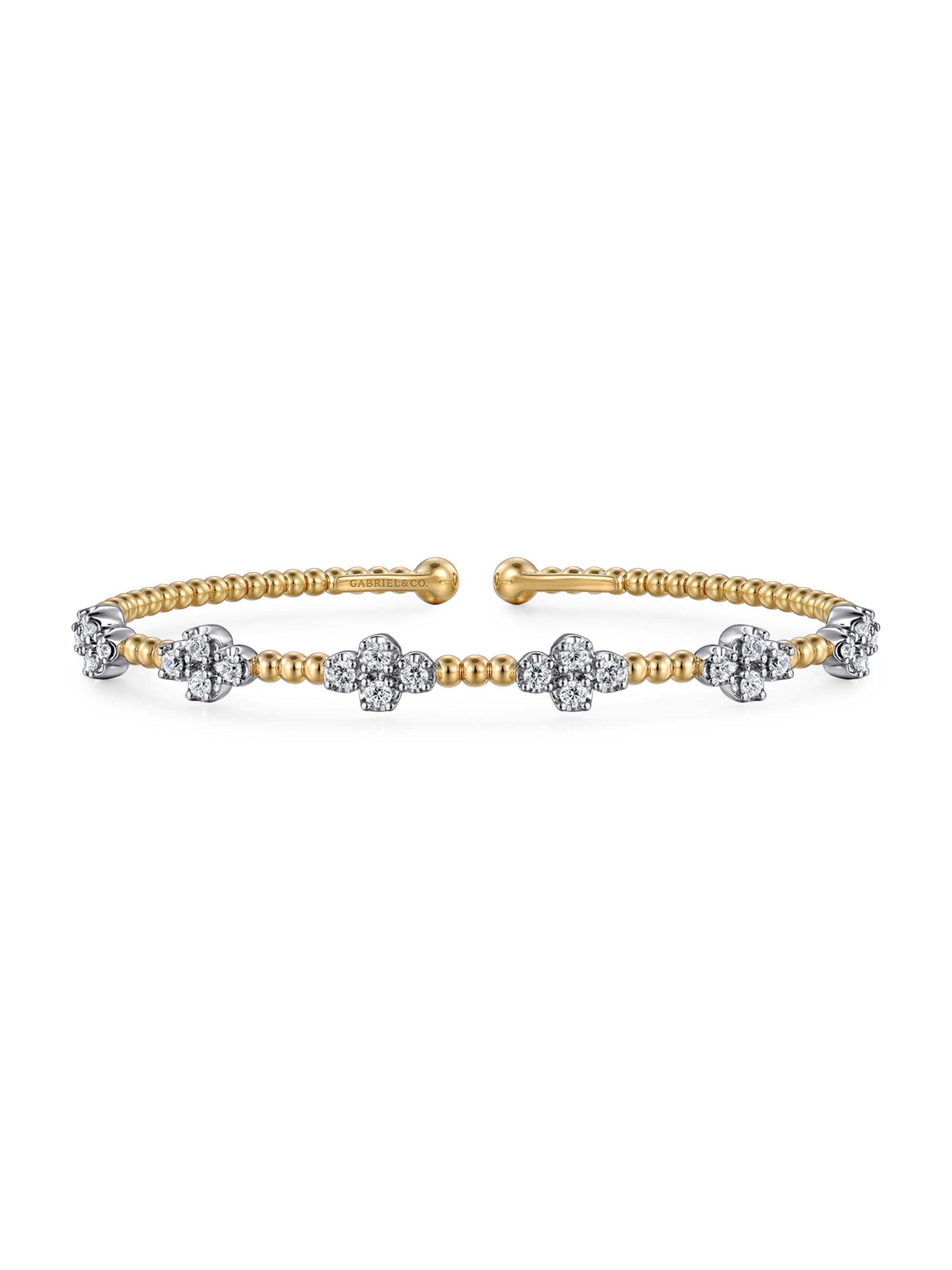 Gabriel & Co Women's Bujukan 14K White & Yellow Gold & 0.70 TCW Diamond Fleurette Cuff Bracelet - Yellow Gold