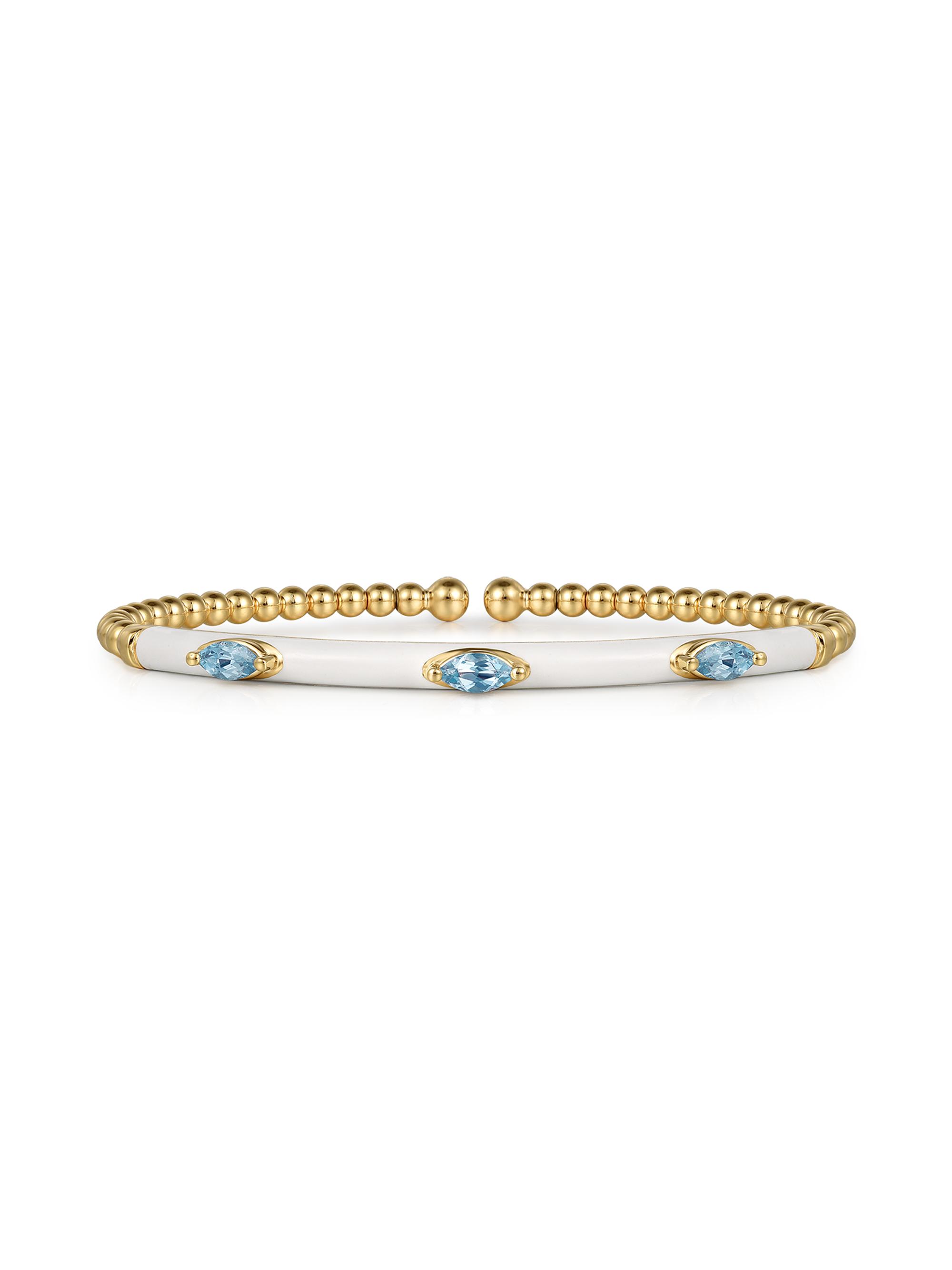 Gabriel & Co Women's Bujukan 14K Yellow Gold, Blue Topaz & Enamel Bar Cuff Bracelet - Yellow Gold