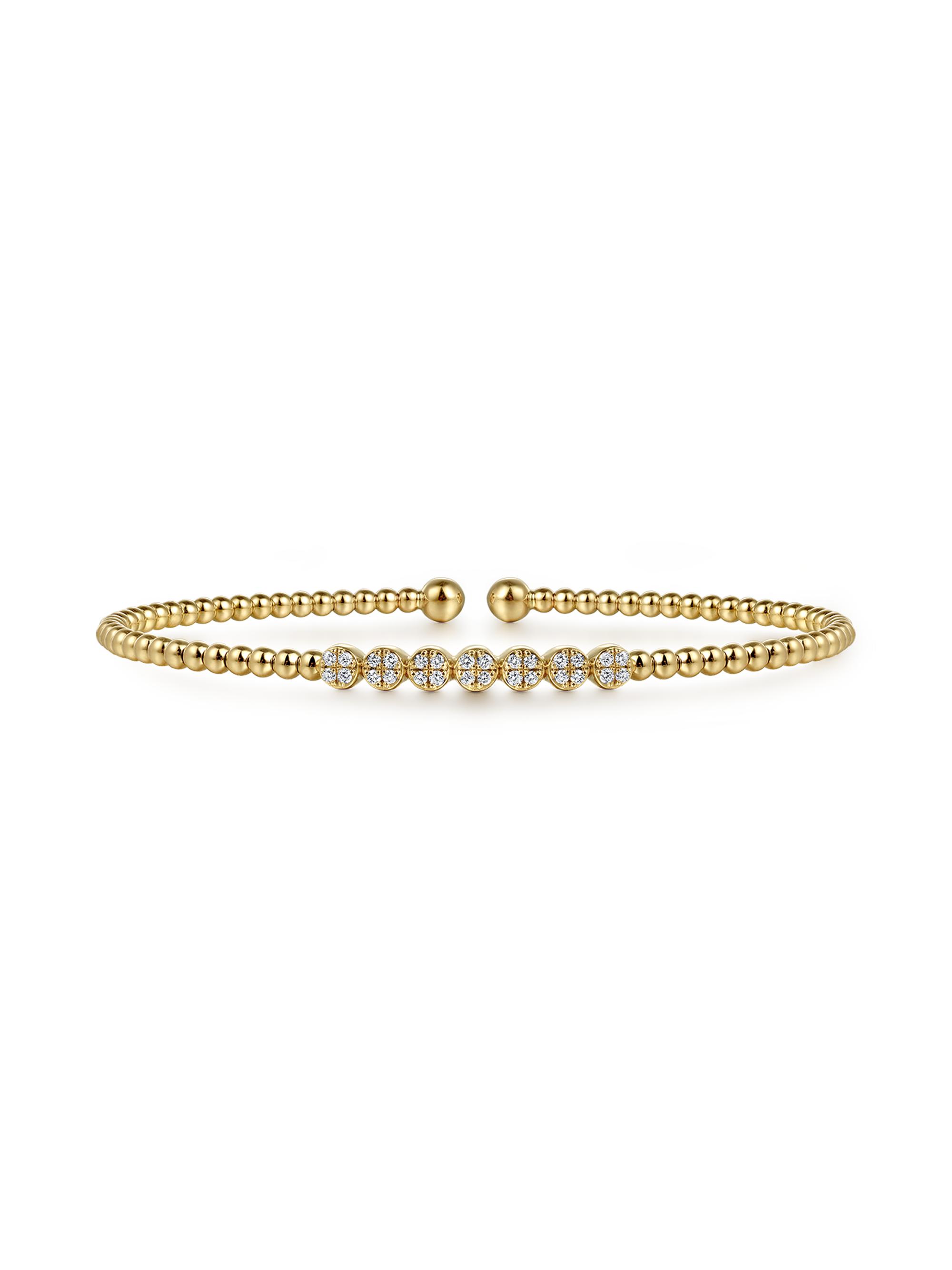 Gabriel & Co Women's Bujukan 14K Yellow Gold & 0.12 TCW Diamond Cluster Cuff Bracelet - Yellow Gold