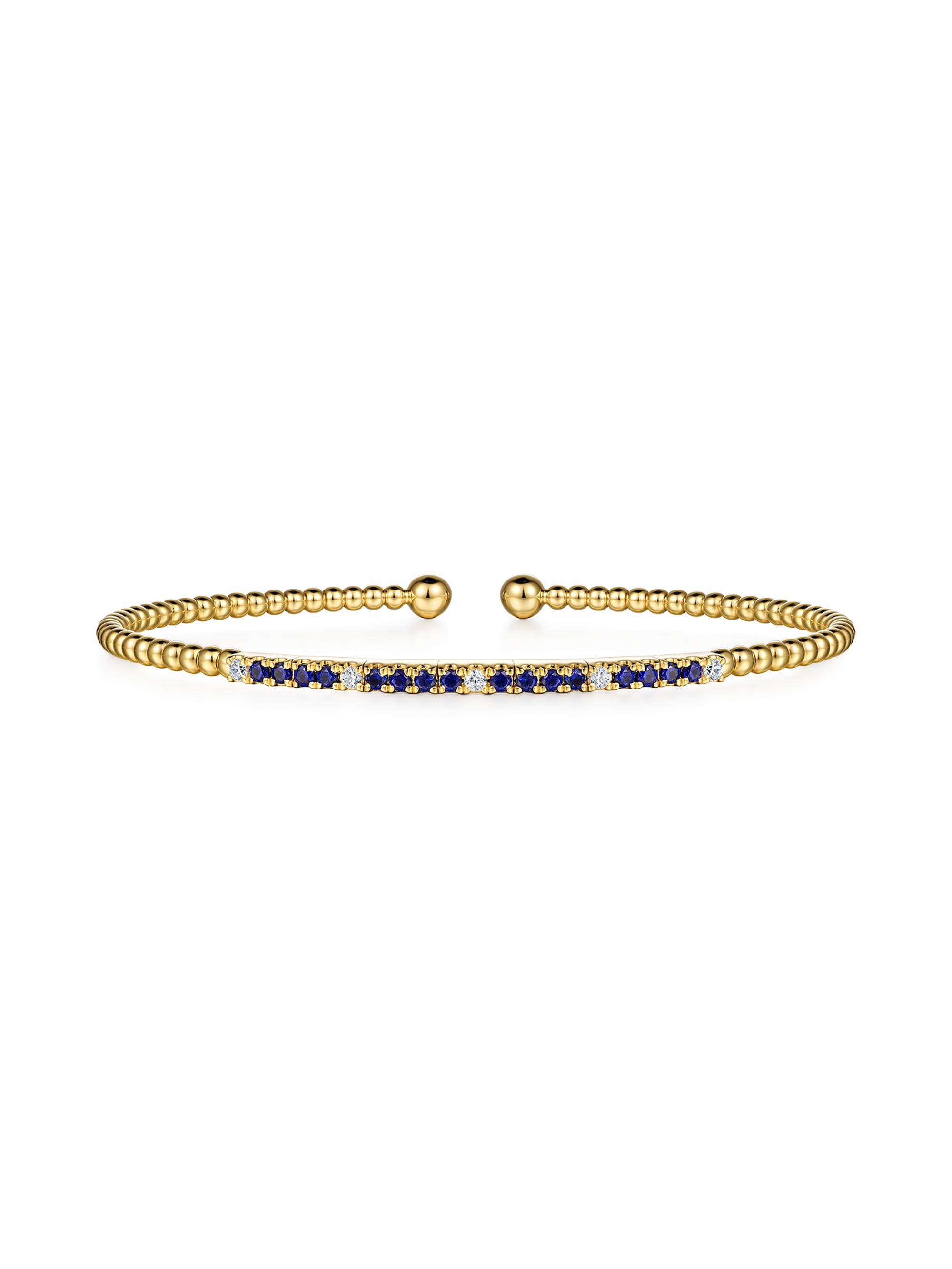 Gabriel & Co Women's Bujukan 14K Yellow Gold, Blue Sapphire & 0.09 TCW Diamond Cuff Bracelet - Yellow Gold