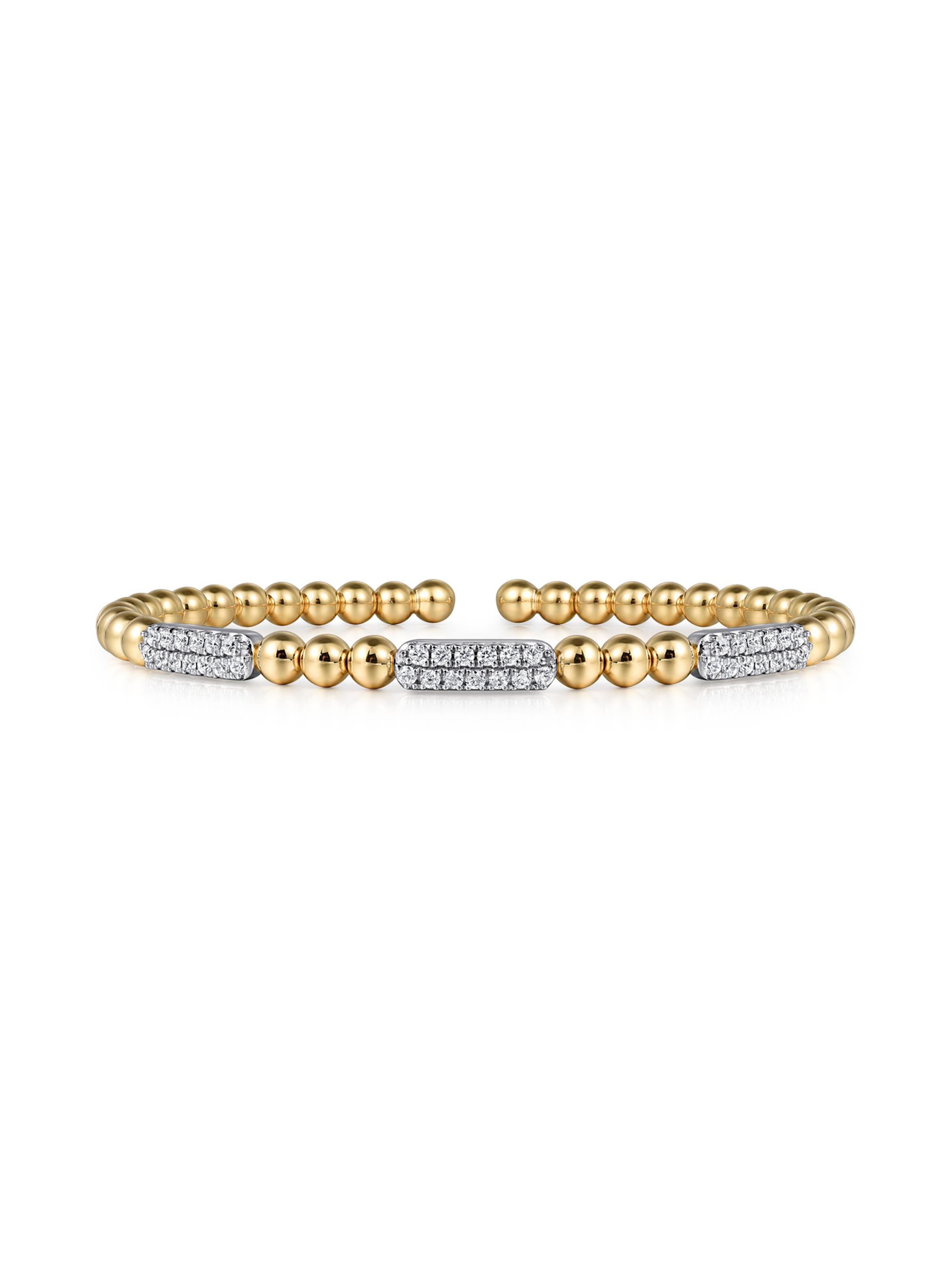 Gabriel & Co Women's Bujukan 14K White & Yellow Gold & 0.75 TCW Diamond Station Cuff Bracelet - Yellow Gold
