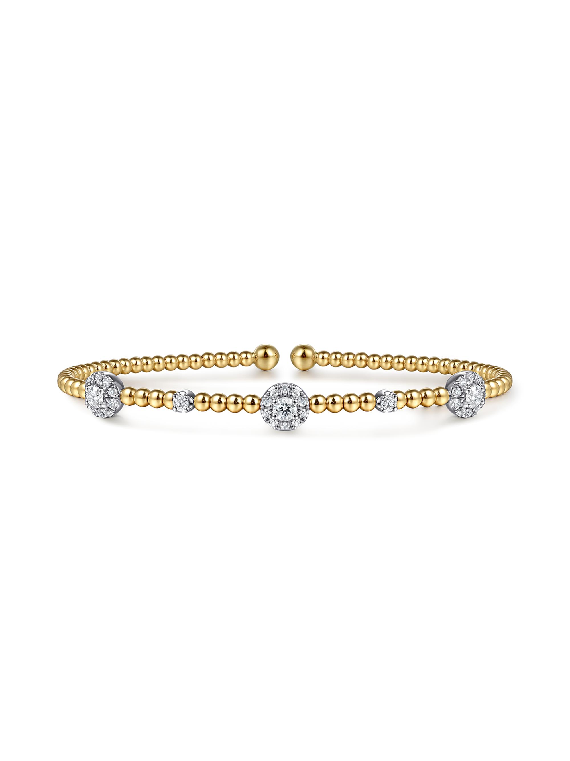 Gabriel & Co Women's Bujukan 14K White & Yellow Gold & 0.51 TCW Diamond Station Cuff Bracelet - Yellow Gold