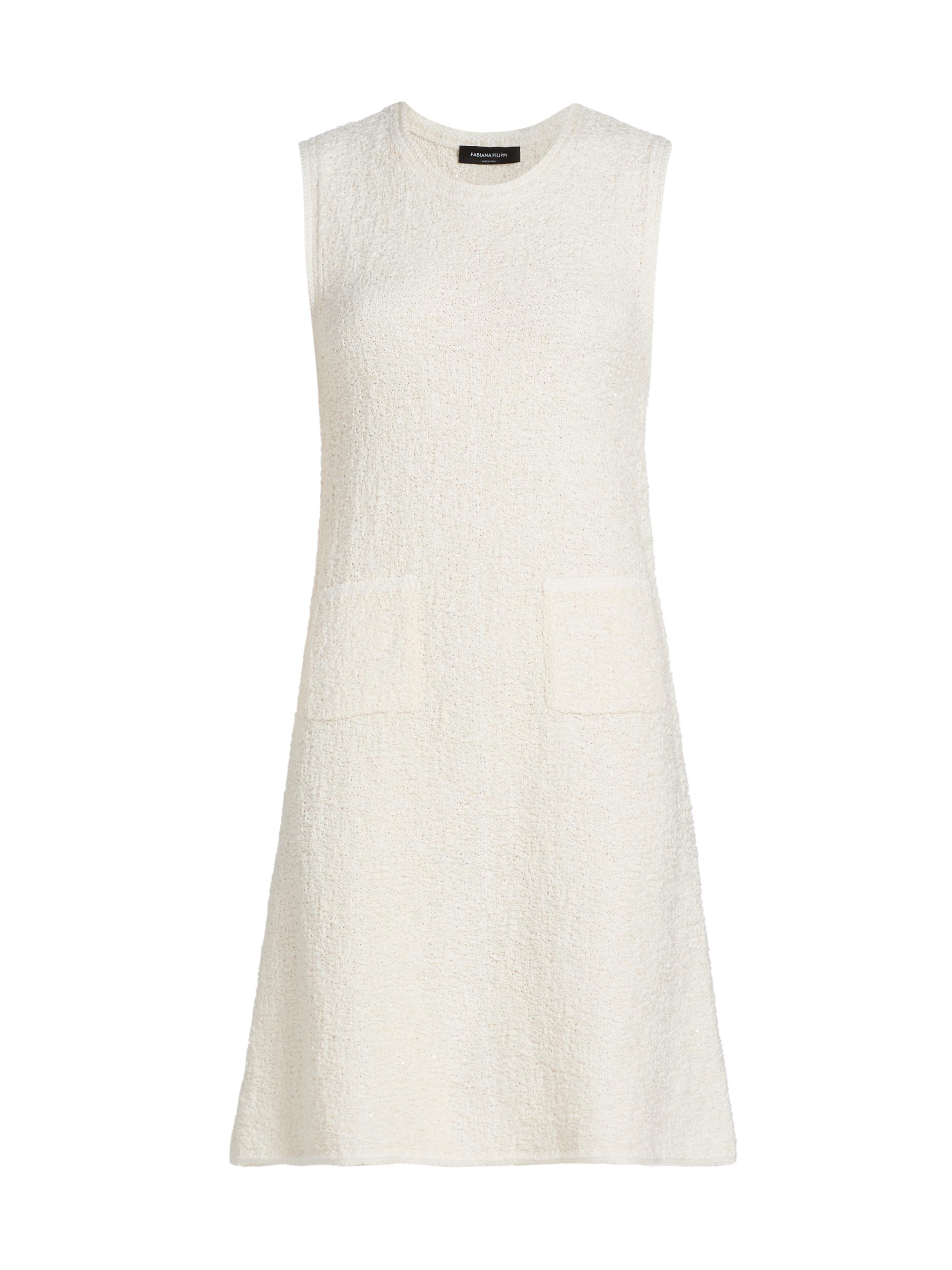 Fabiana Filippi Women's Micro-Sequin Bouclé-Knit A-Line Minidress - Burro