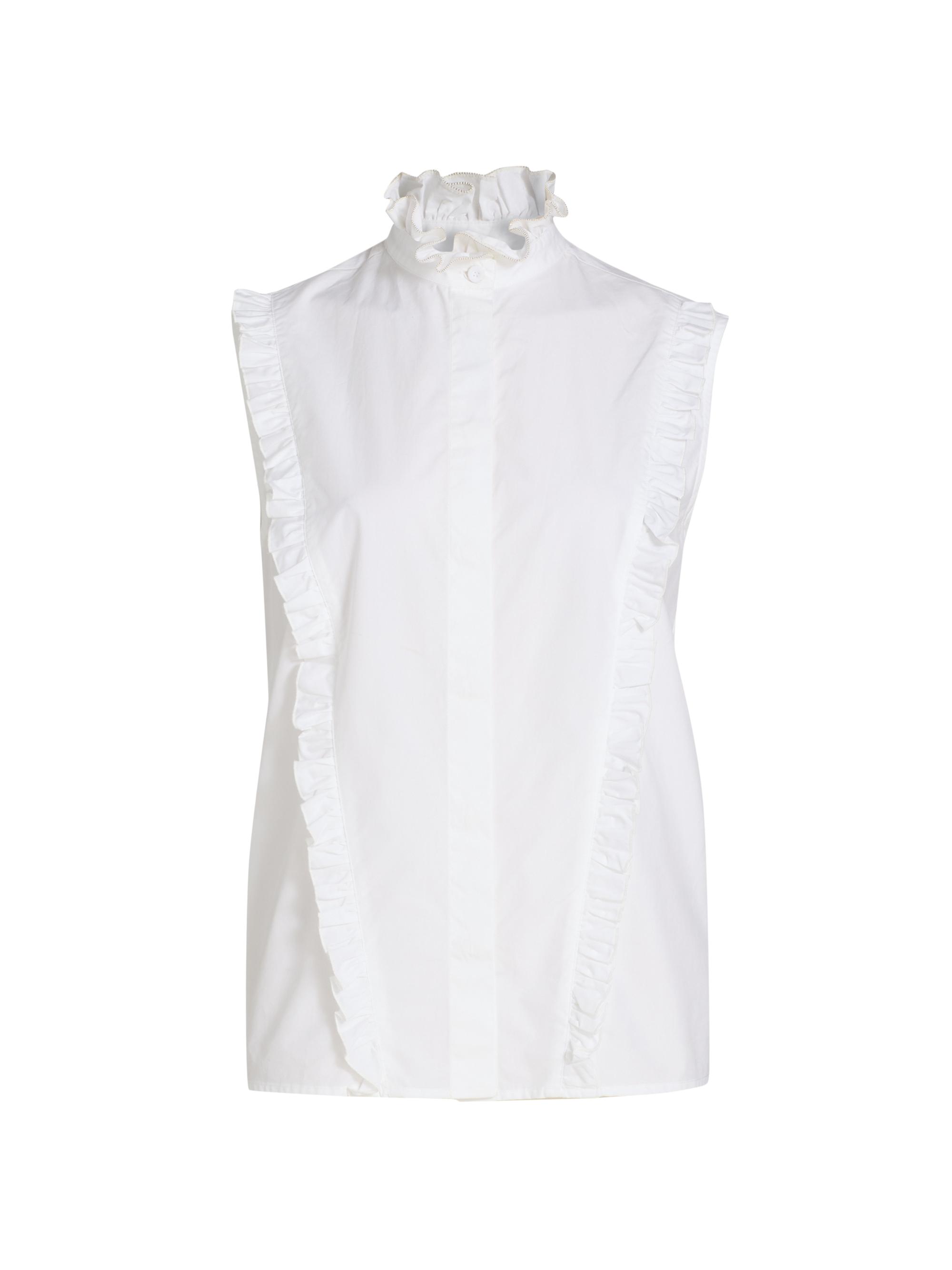 Fabiana Filippi Women's Ruffled Cotton Poplin Sleeveless Top - Bianco Ottico