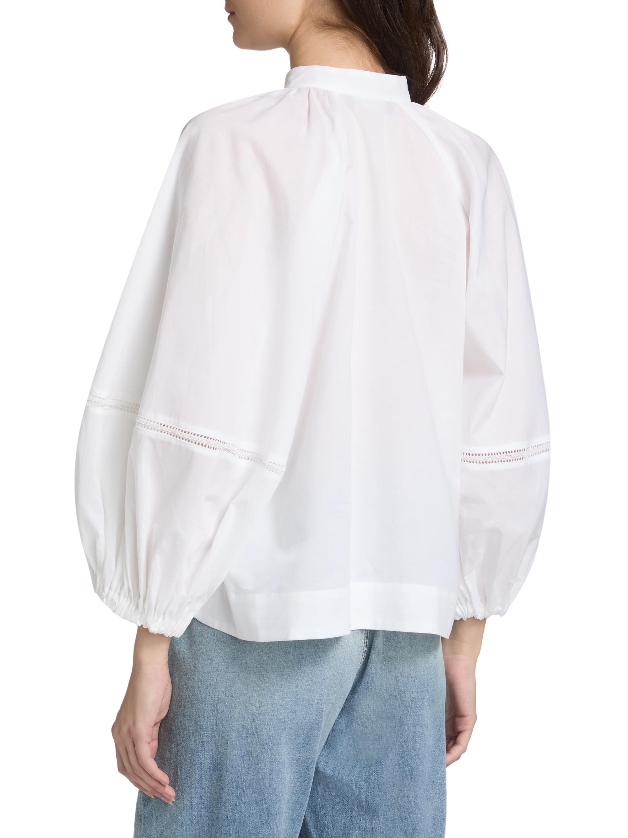 【春物 新入荷】●FABIANA FILIPPI/ファビアナ フィリッピ●シルクシフォンボーダーカットソー/七分袖/ボートネック/ラメ/薄手 グレー レディース M 春秋【中古】821052 Fabiana Filippi Balloon-Sleeve Cotton Muslin Half-Zip Shirt | Saks