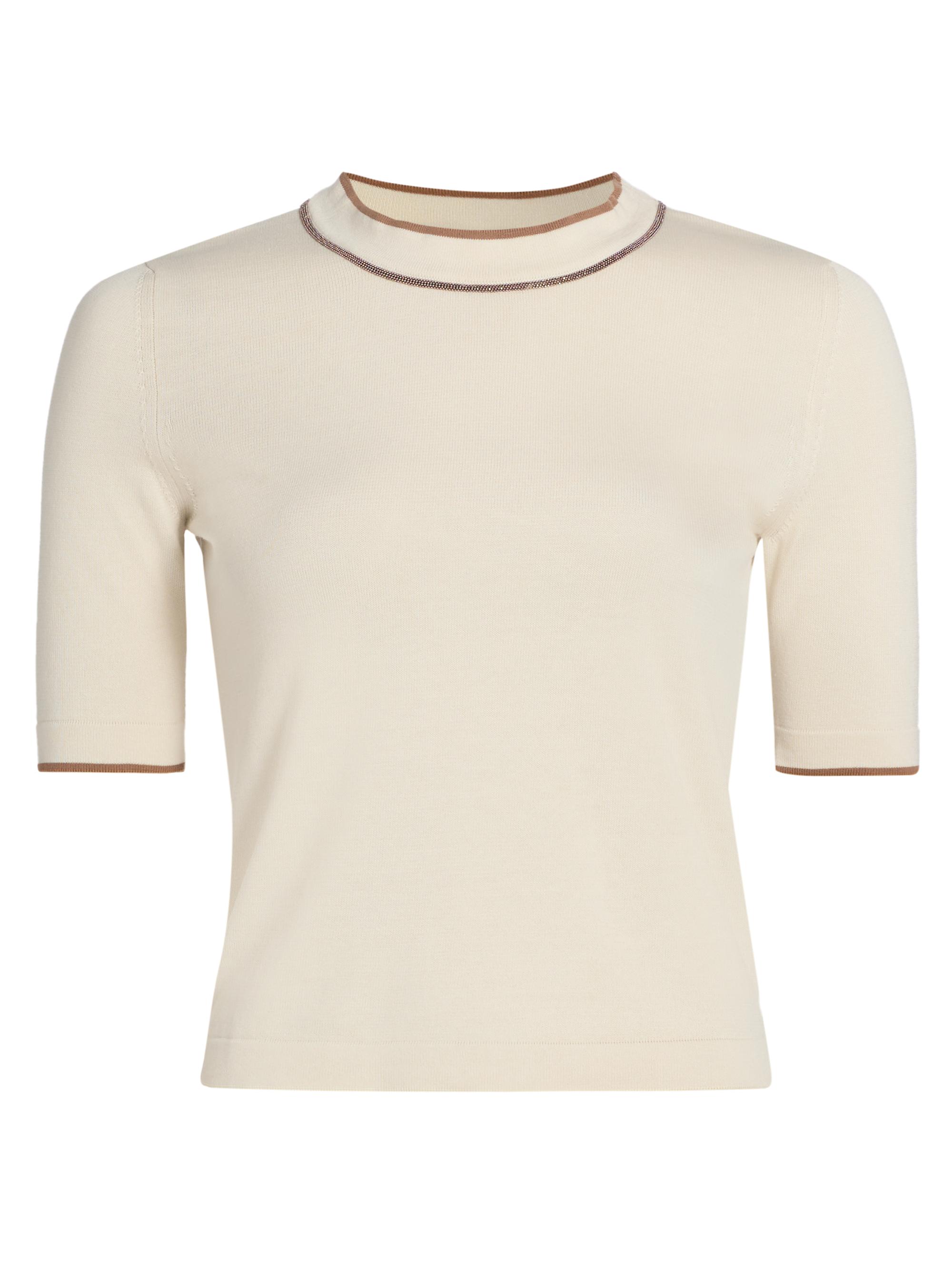 Fabiana Filippi Women's Contrast Trim Cotton Crop Sweater - Burro Vimini