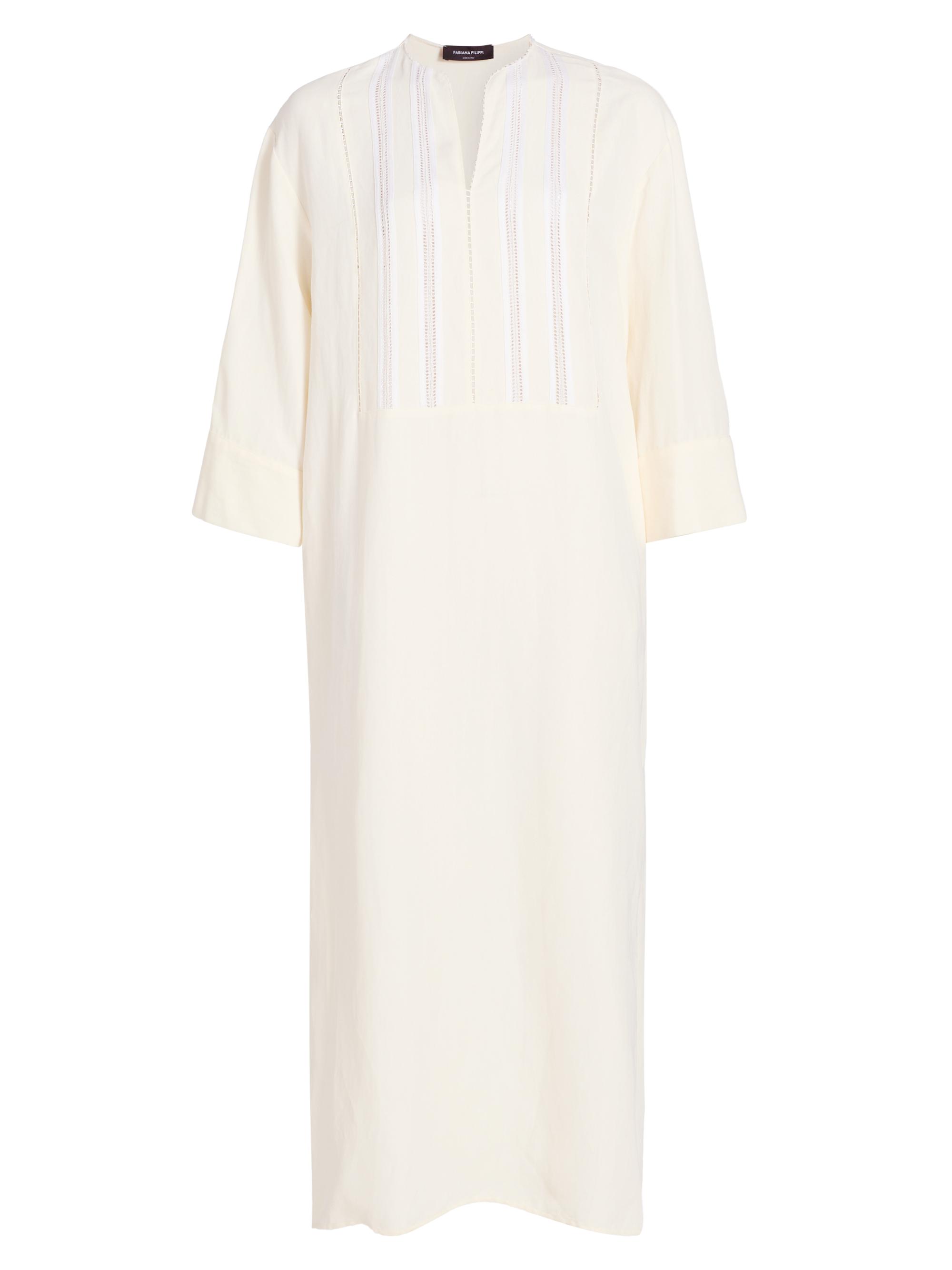 Fabiana Filippi Women's Embroidered Bib Linen-Blend Tunic Dress - Burro