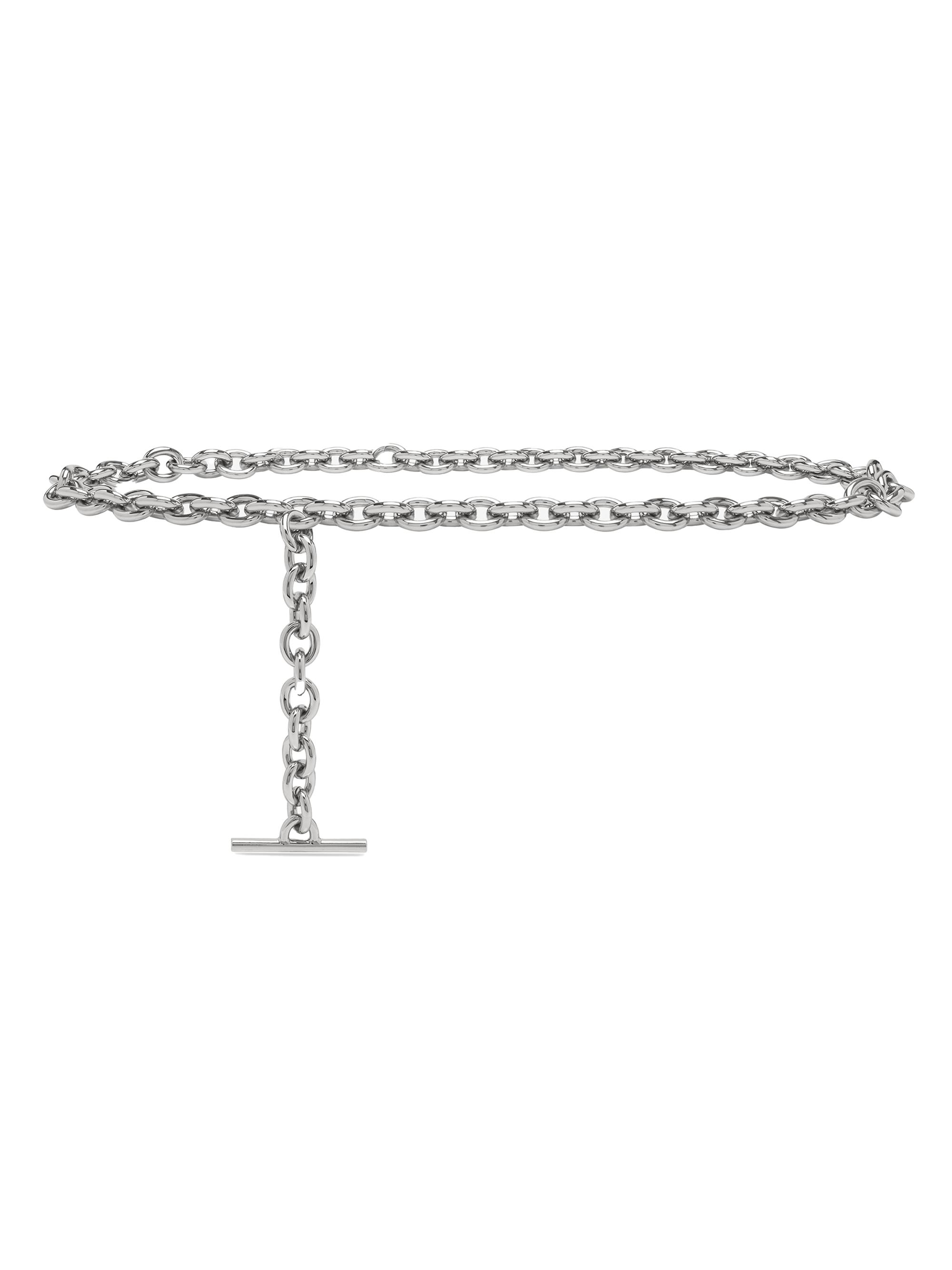 McQueen Women's T-Bar Chain Belt - Shiny Silver