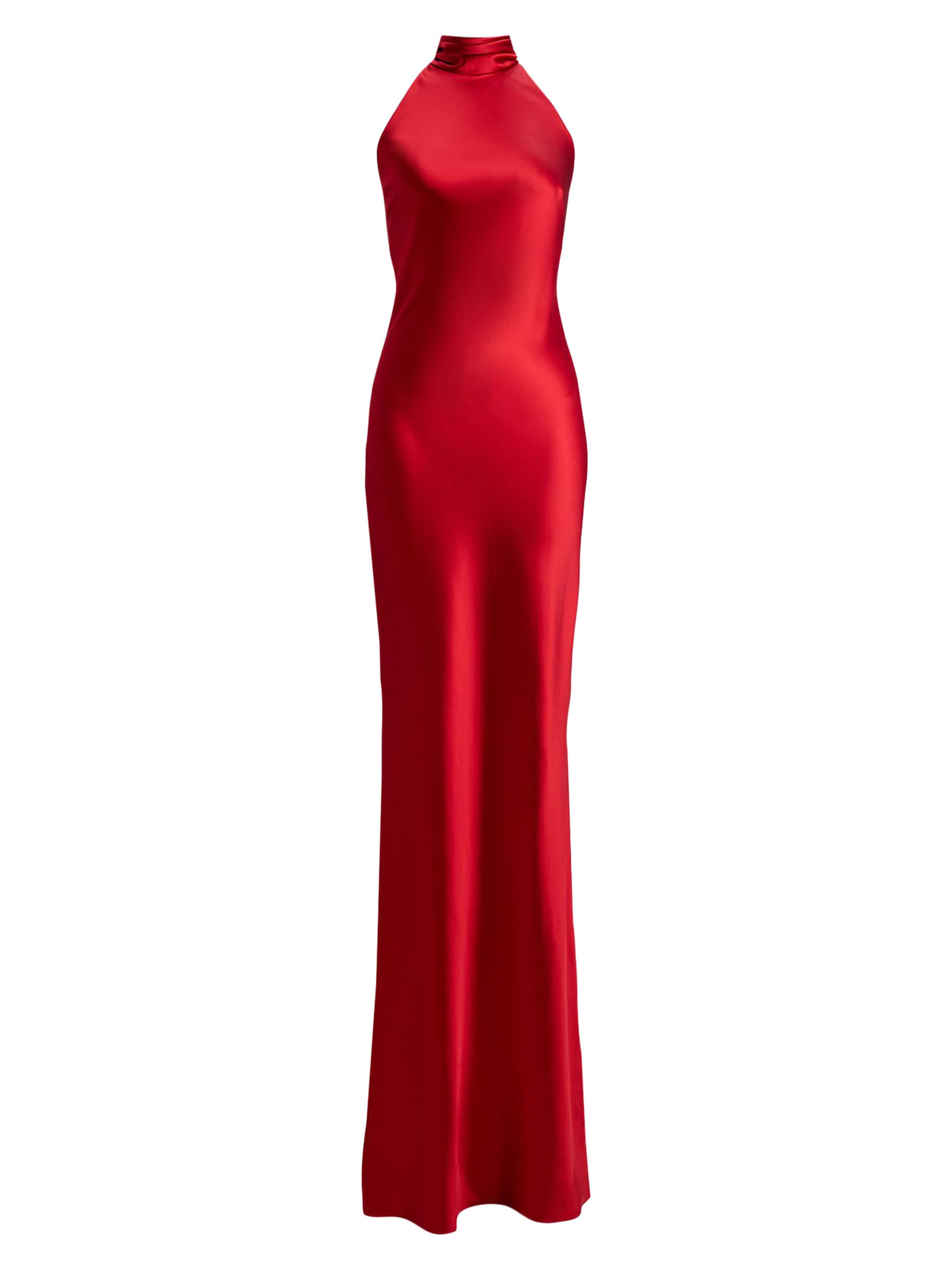 Ralph Lauren Collection Women's Chilton Stretch-Satin Halter Gown - Bright Red