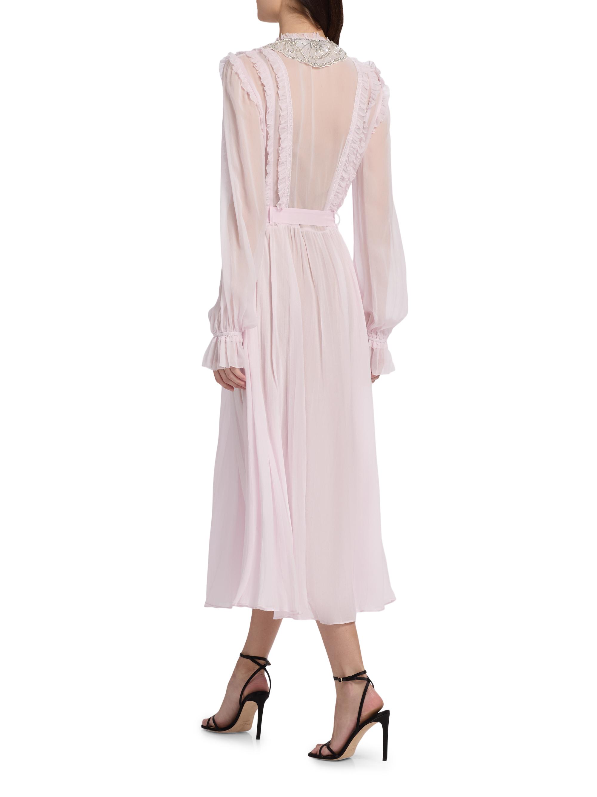 self-portrait belted mixed-media midi dress Self-Portrait
