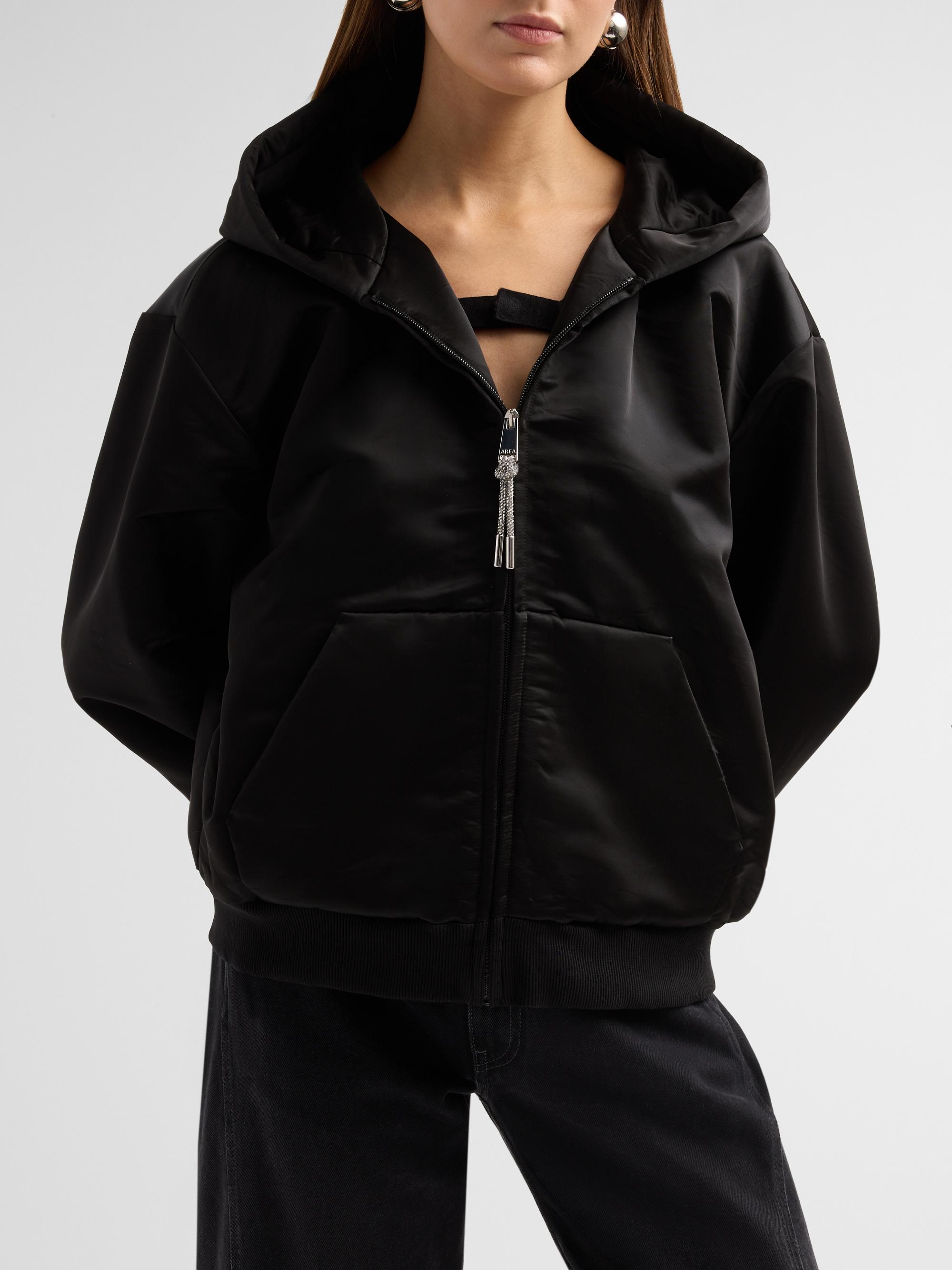 AREA Satin Zip Hoodie | Saks Fifth Avenue