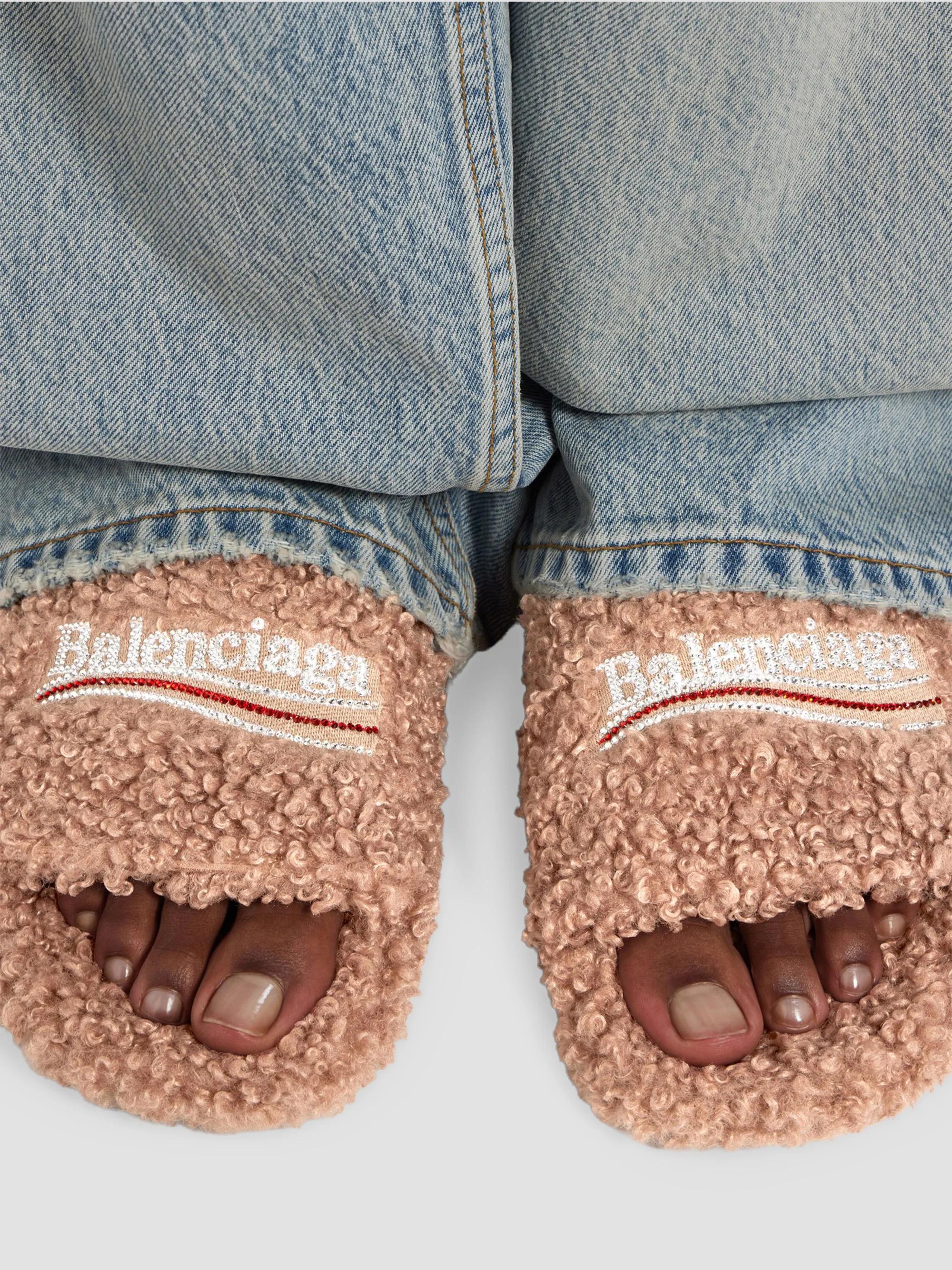 Balenciaga Furry Slide Sandals | Saks Fifth Avenue