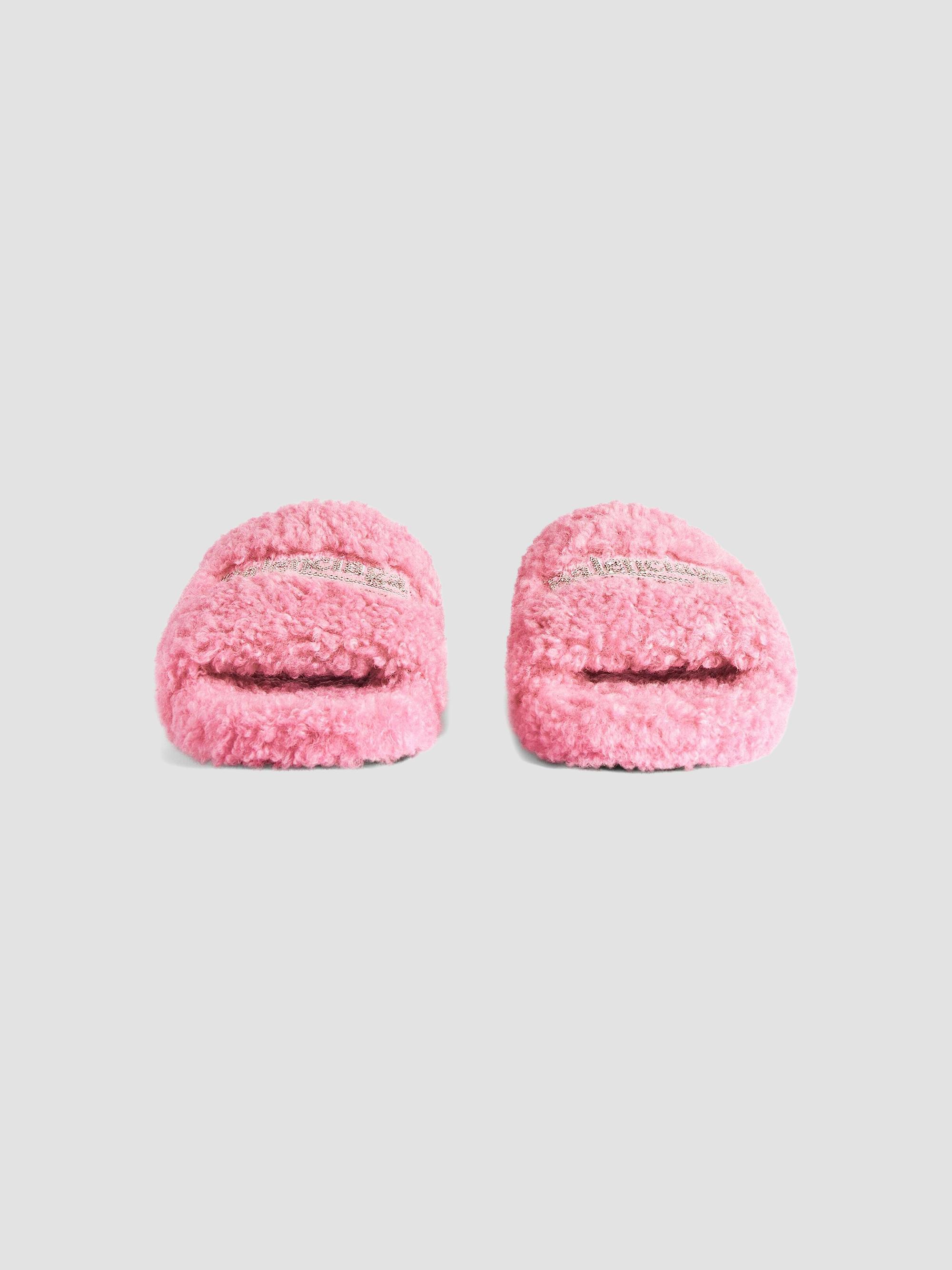 Balenciaga Women's Furry Slide Sandals - Sweet Pink | Thumbnail 3