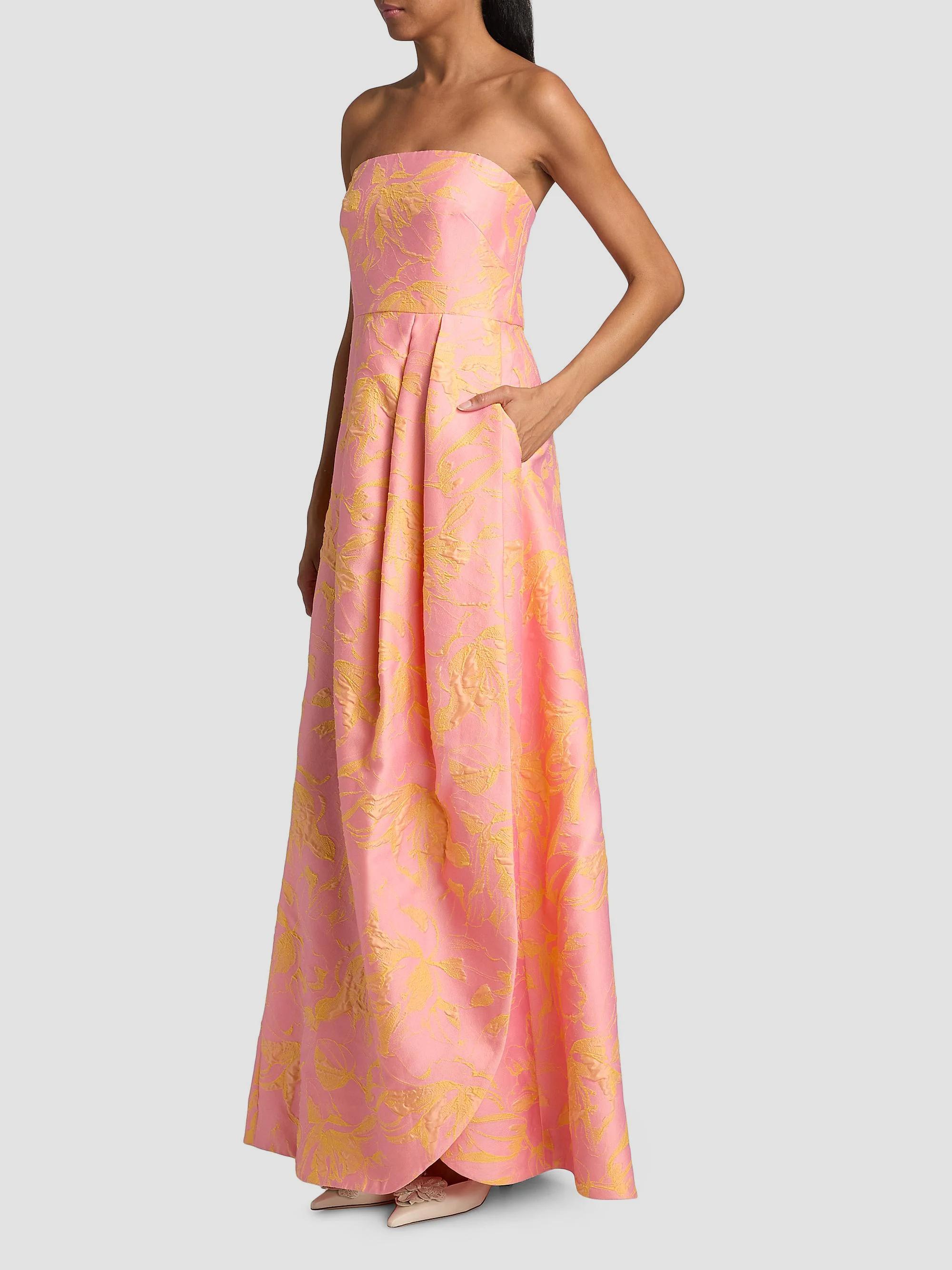 As It May Kaia Floral Jacquard Strapless Gown | Saks Fifth Avenue