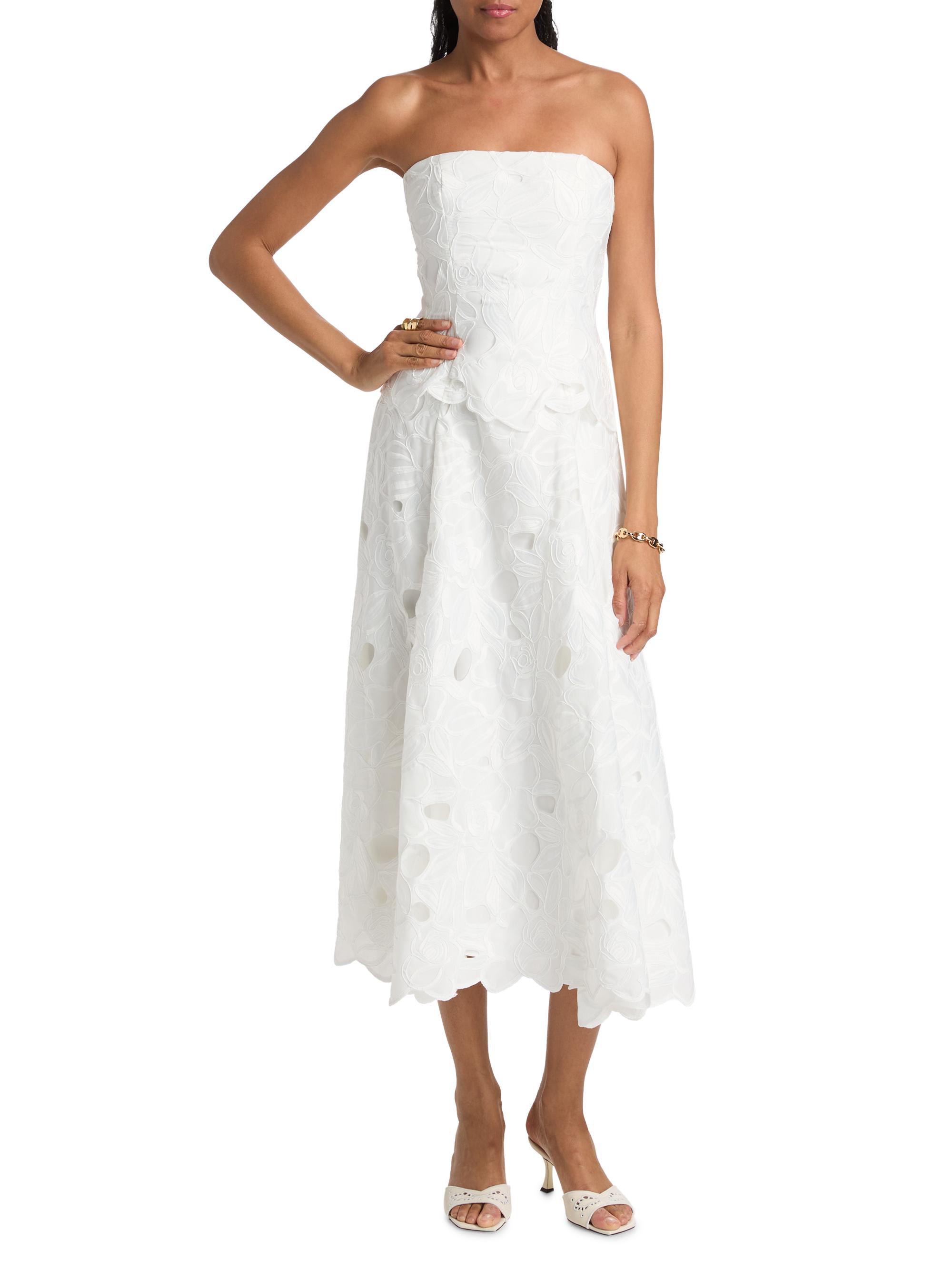 Isla Strapless Lace Midi-Dress